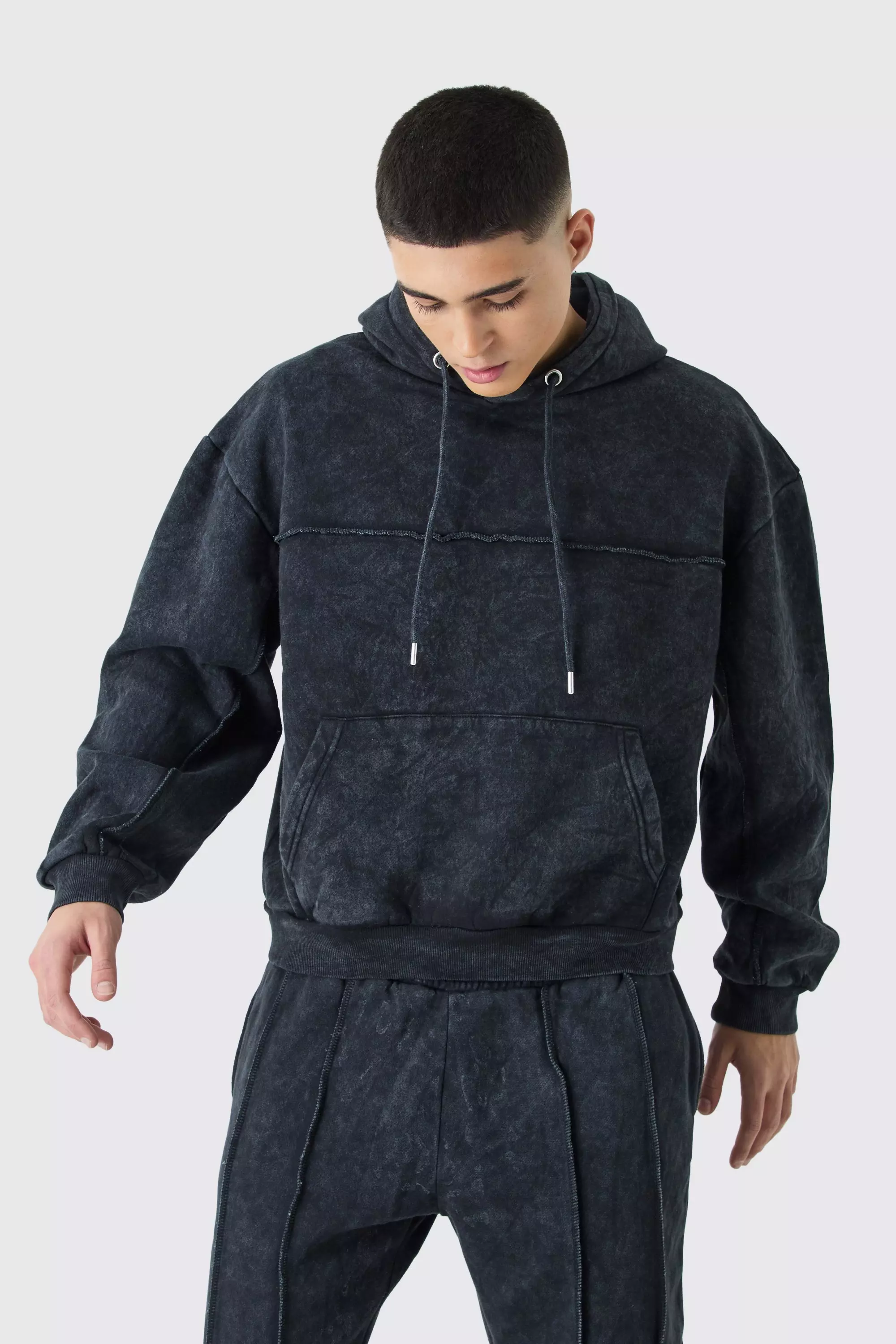 Washed Seam Detail Oversized Hoodie