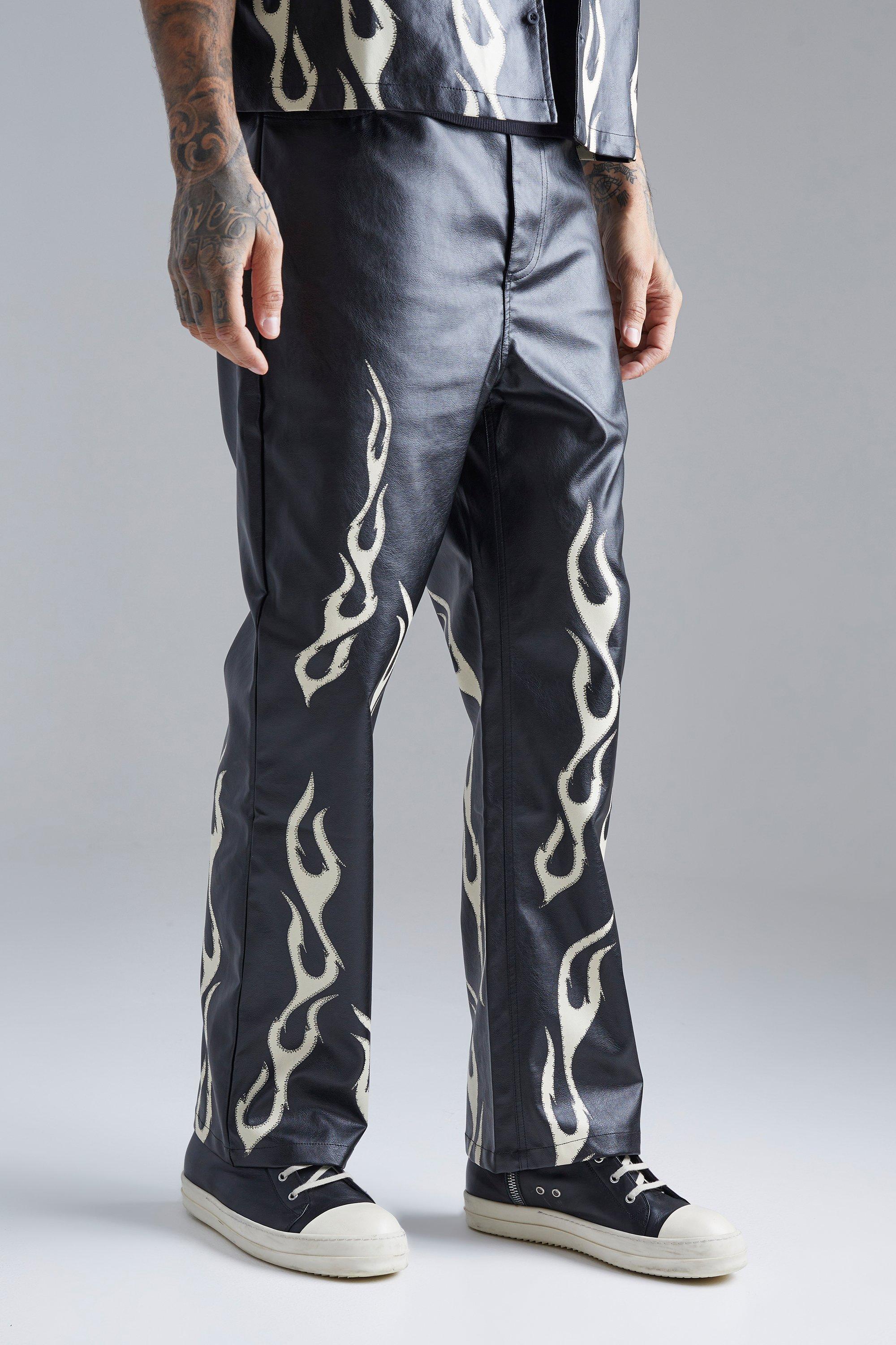 Pu Flame Hem Straight Trouser