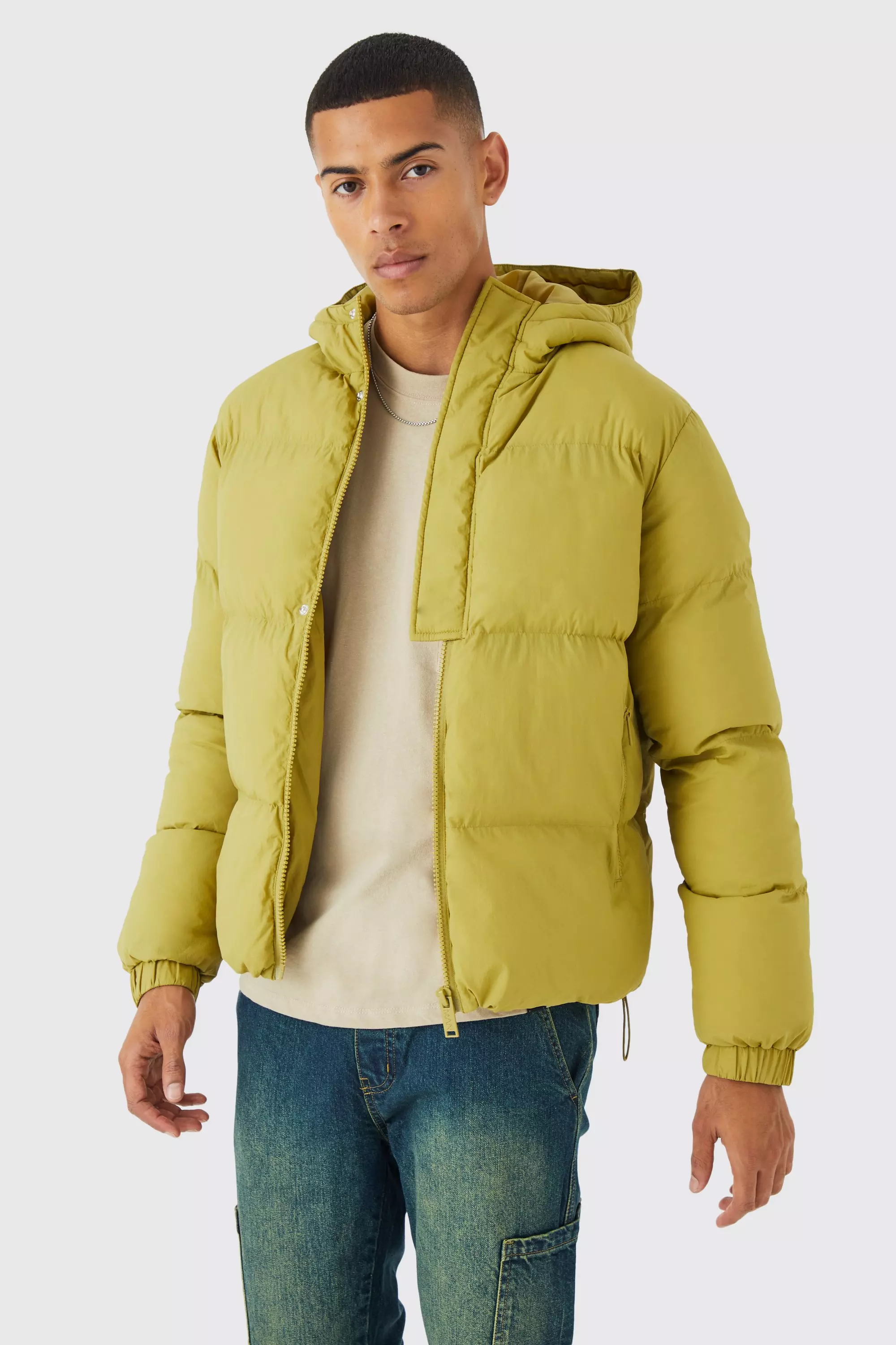 Half puffer hot sale jacket mens