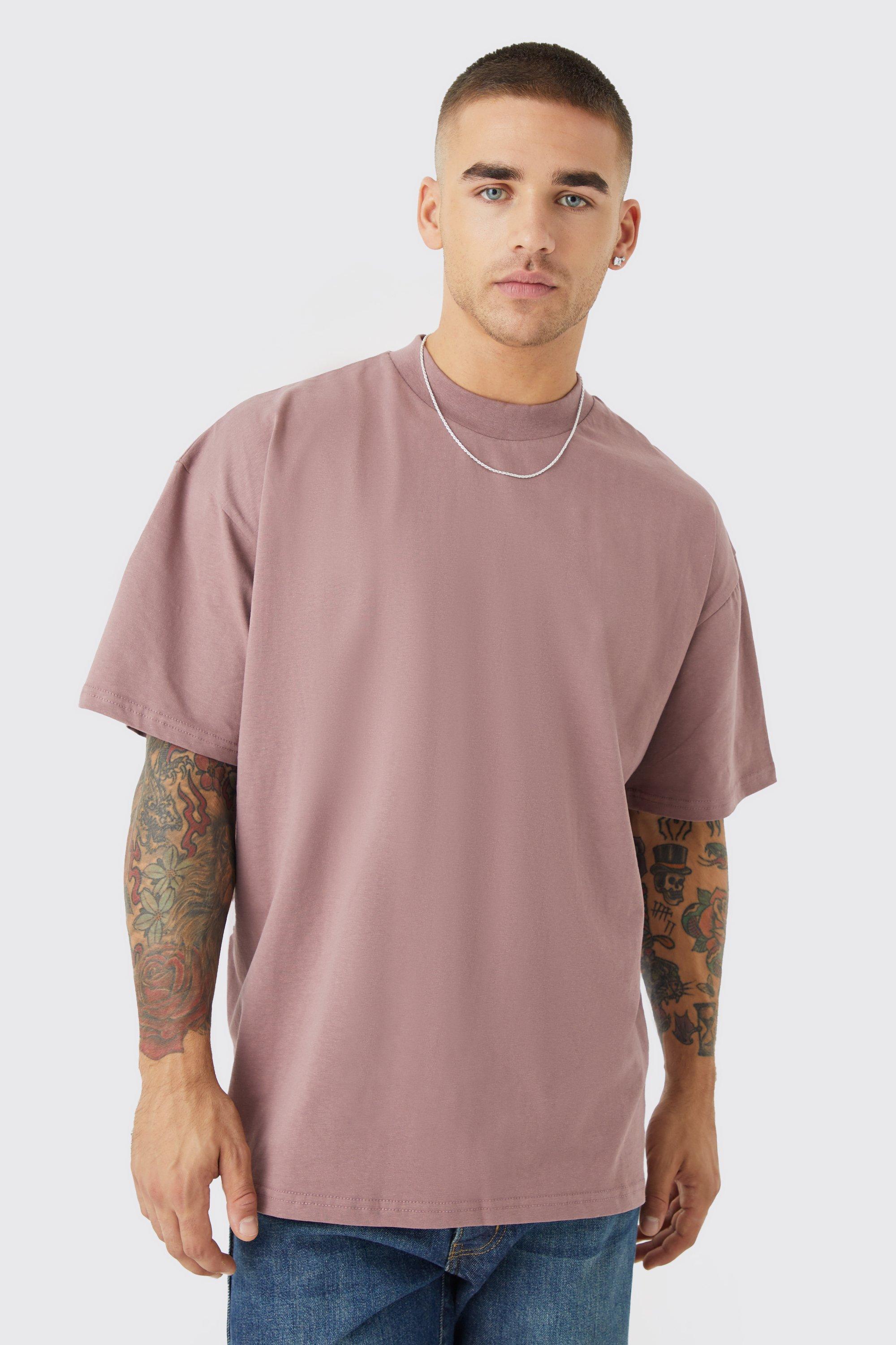 Image of T-shirt oversize pesante con girocollo esteso, Purple