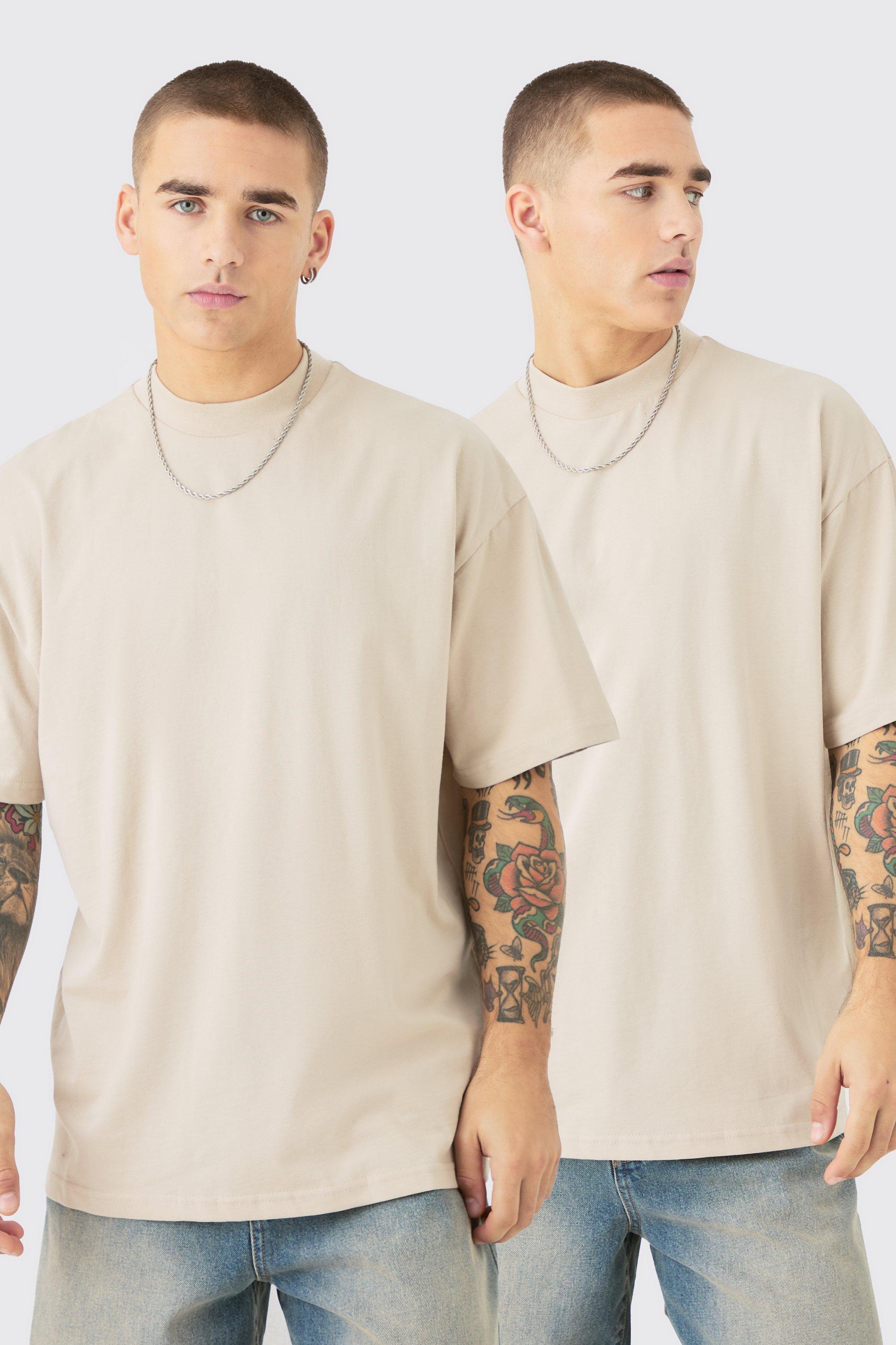 Image of T-shirt oversize pesanti pesanti - set di 2 paia, Beige