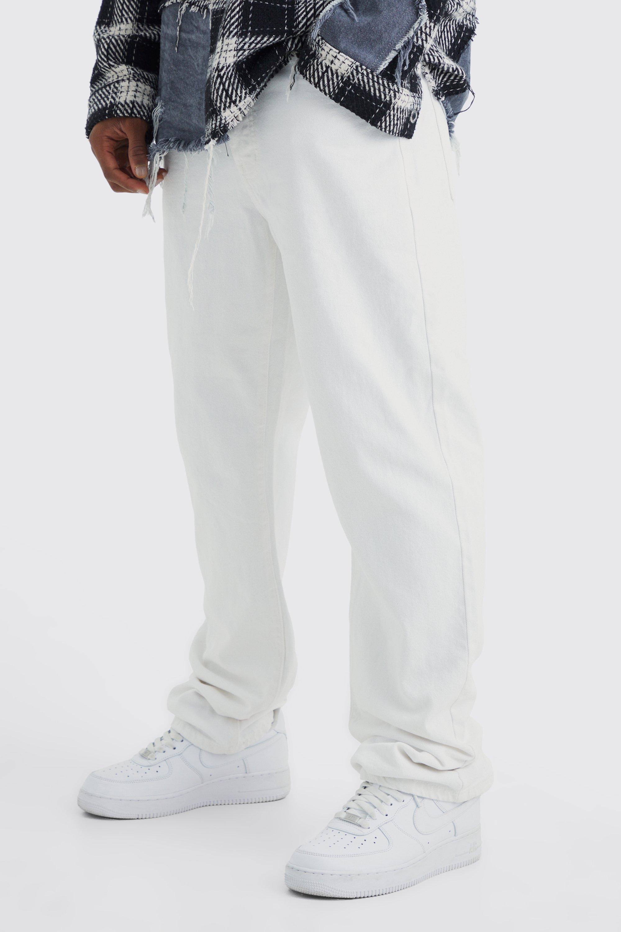 Mens White Relaxed Rigid Jean, White