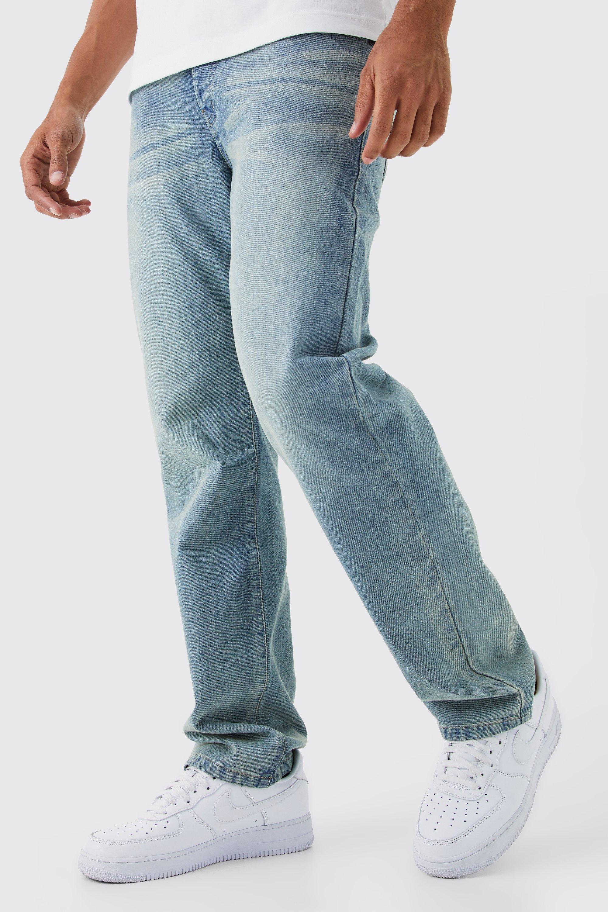 Image of Jeans rilassati in denim rigido, Azzurro