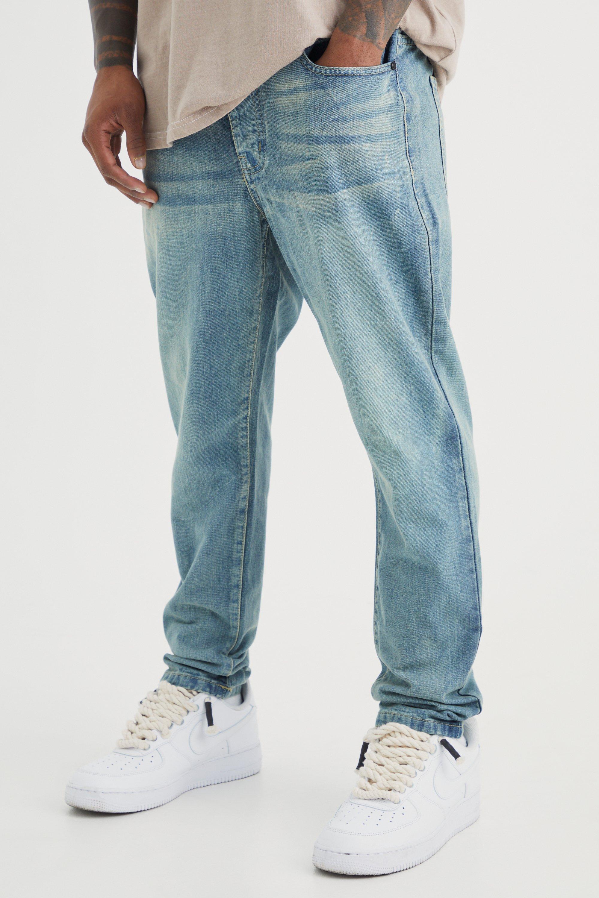 Image of Jeans affusolati in denim rigido, Azzurro