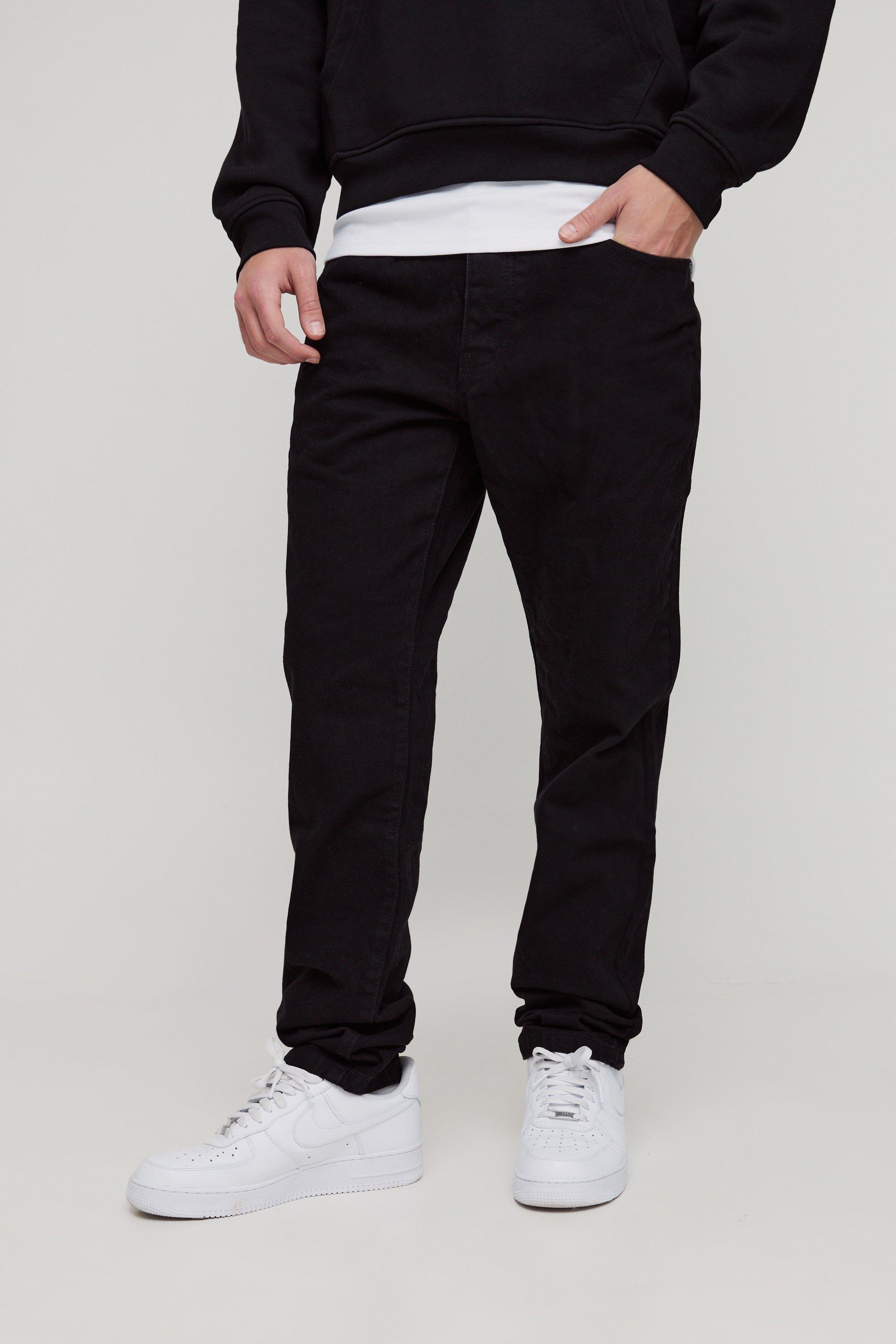 Jeans Slim Fit in denim rigido, Nero