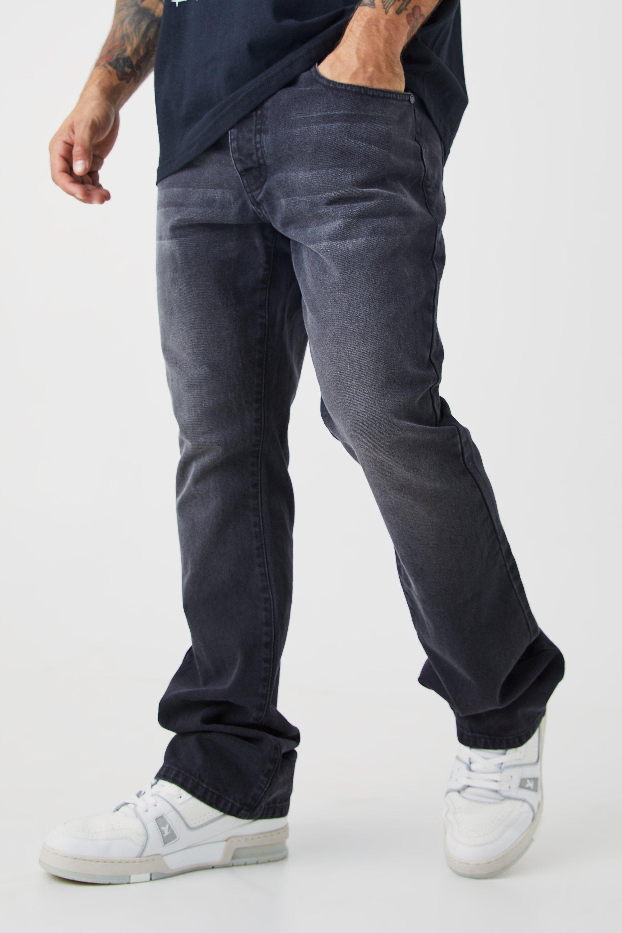 Image of Jeans a zampa Slim Fit in denim rigido, Nero