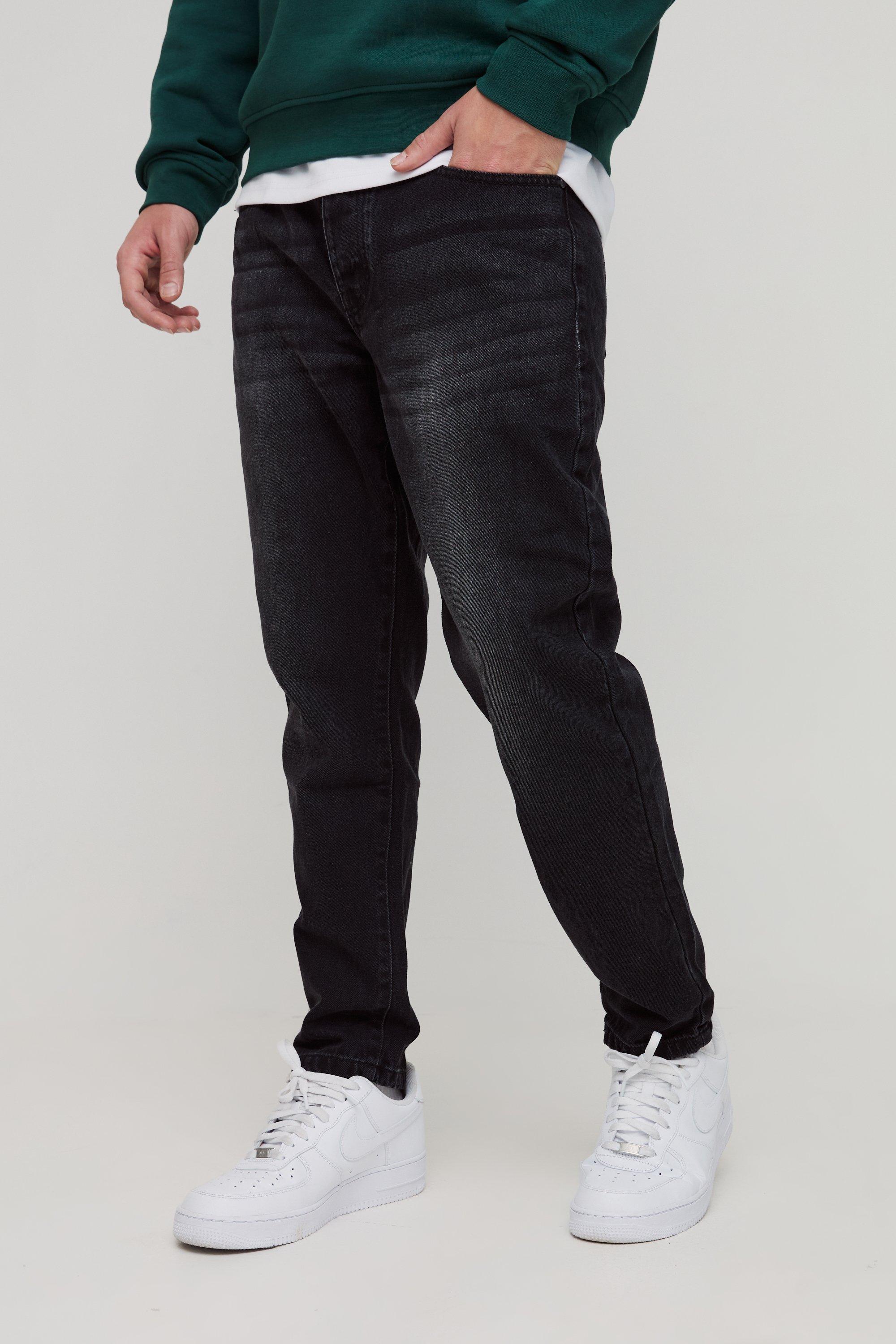 Mens Black Tapered Rigid Jean, Black