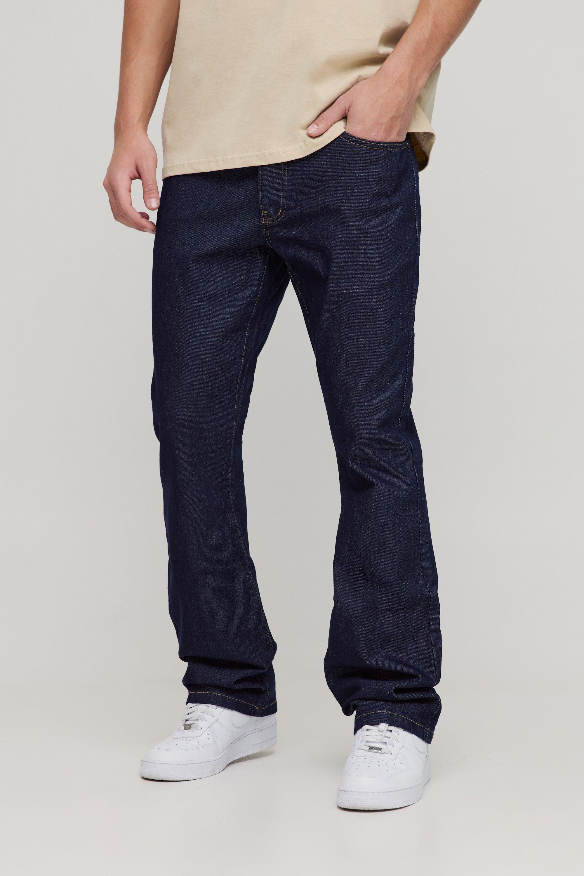 Jeans a zampa Slim Fit in denim rigido, Azzurro