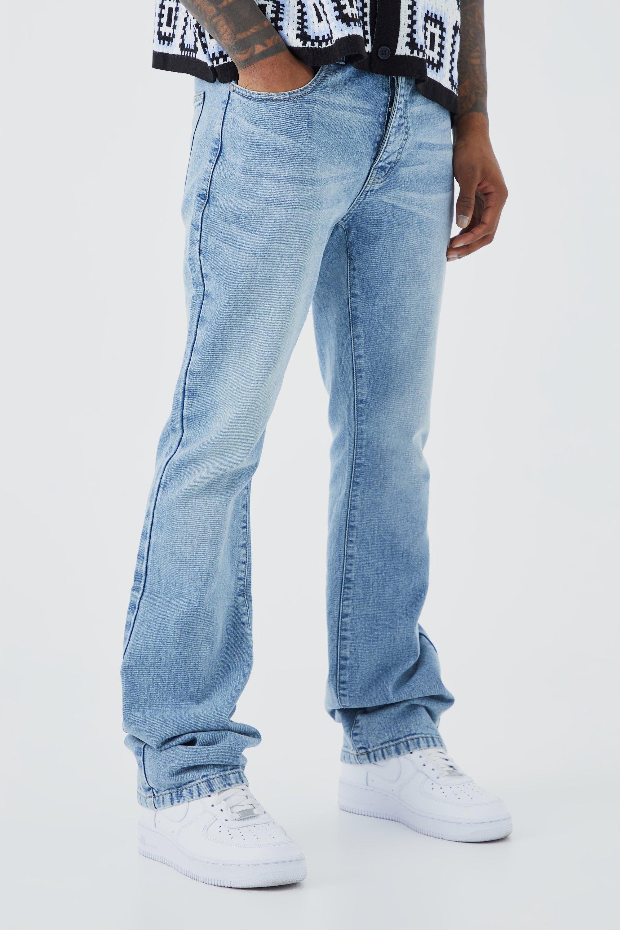 Image of Jeans a zampa Slim Fit in denim rigido, Azzurro