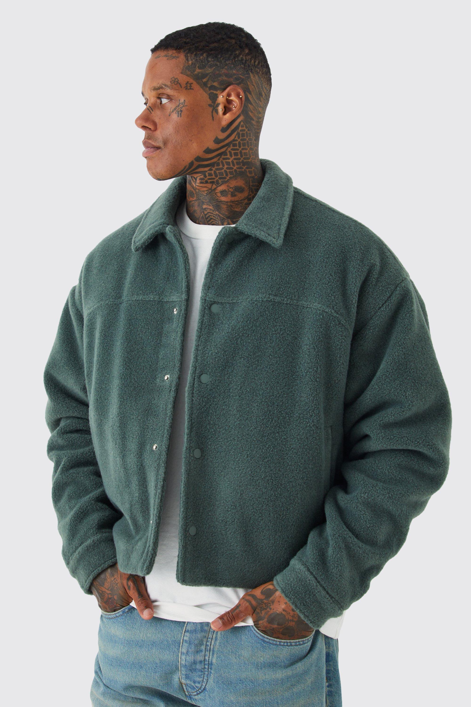veste harrington ample en polaire homme - vert - s, vert