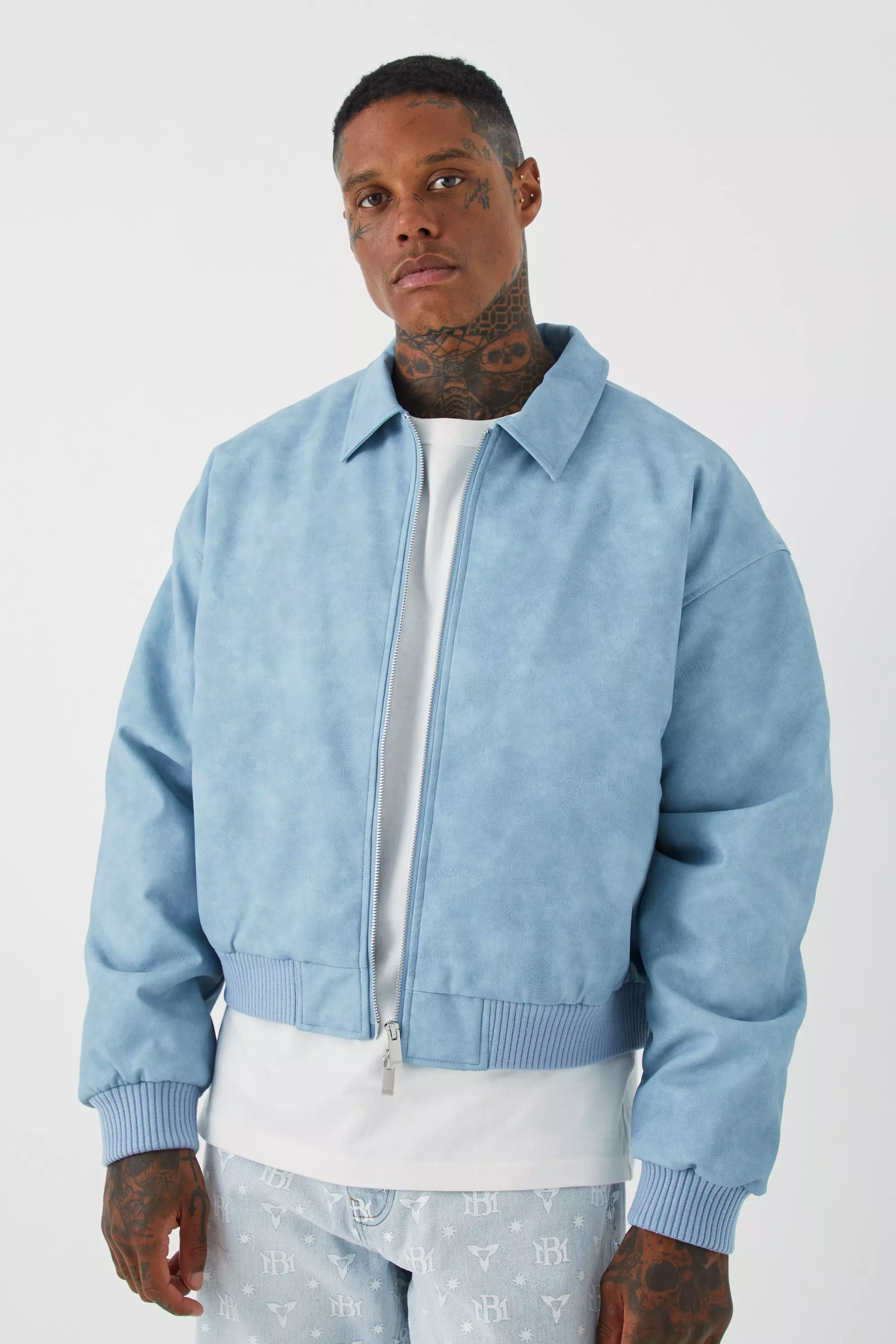 Vintage Men's Bomber Jacket - Blue - XL