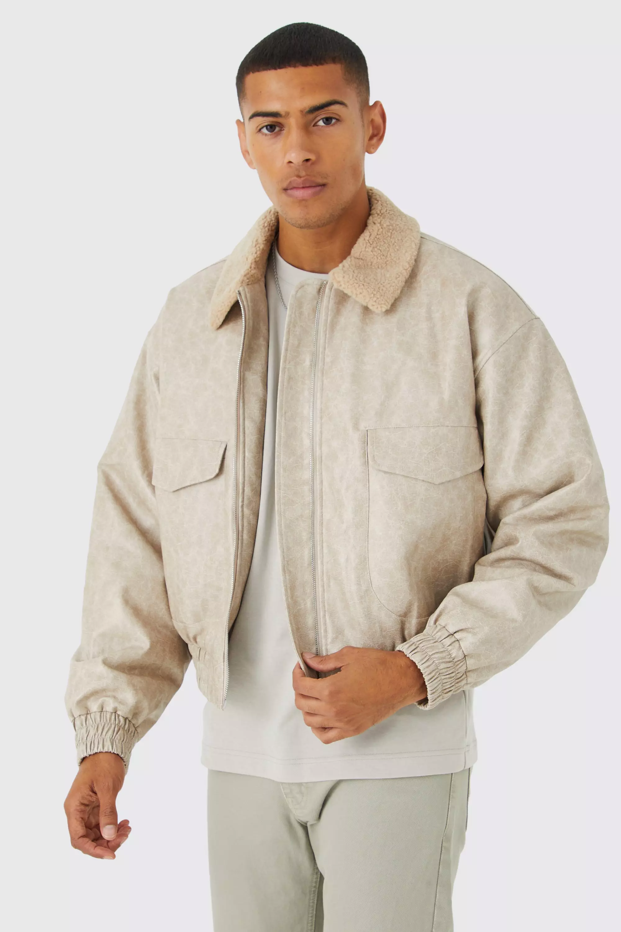 Stone sale borg jacket