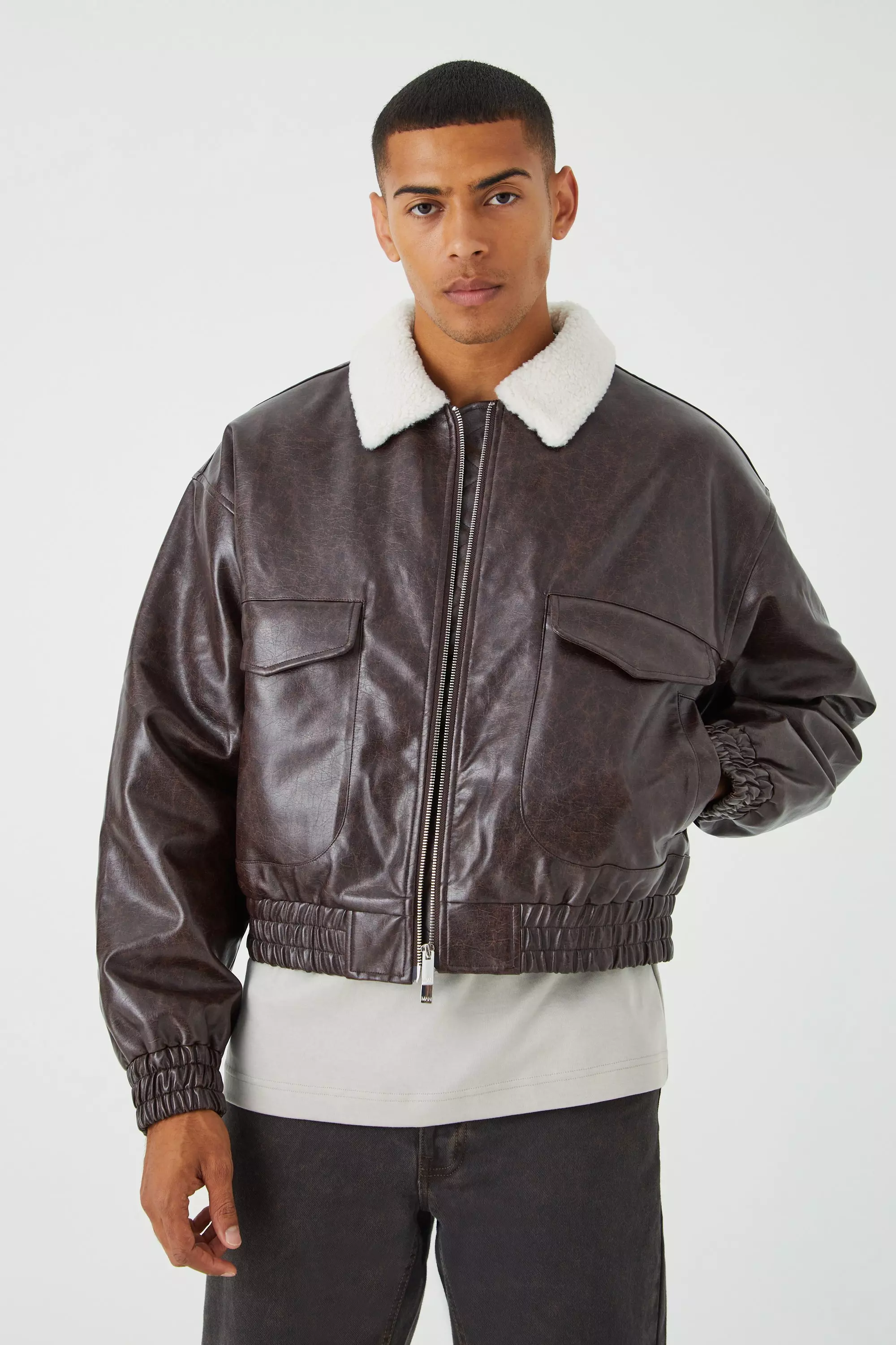 Borg collar aviator clearance jacket