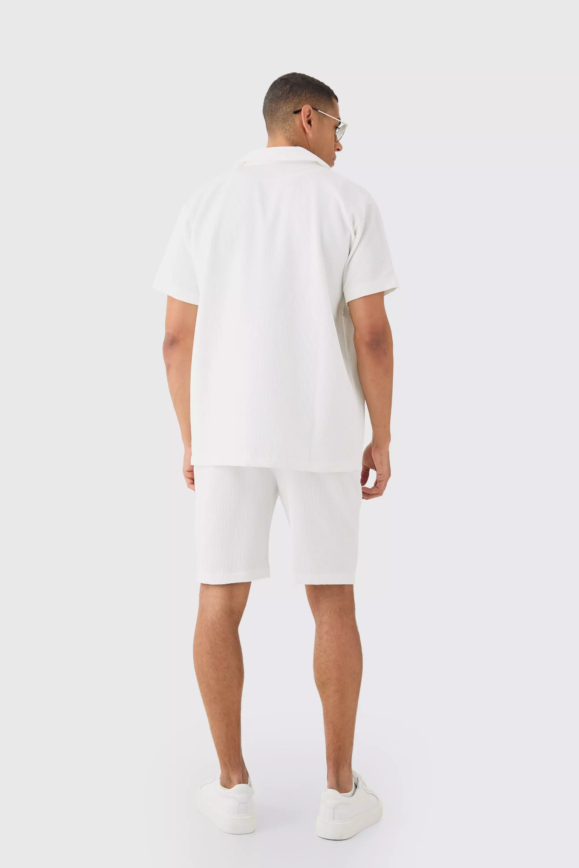 Boohooman white sale shorts