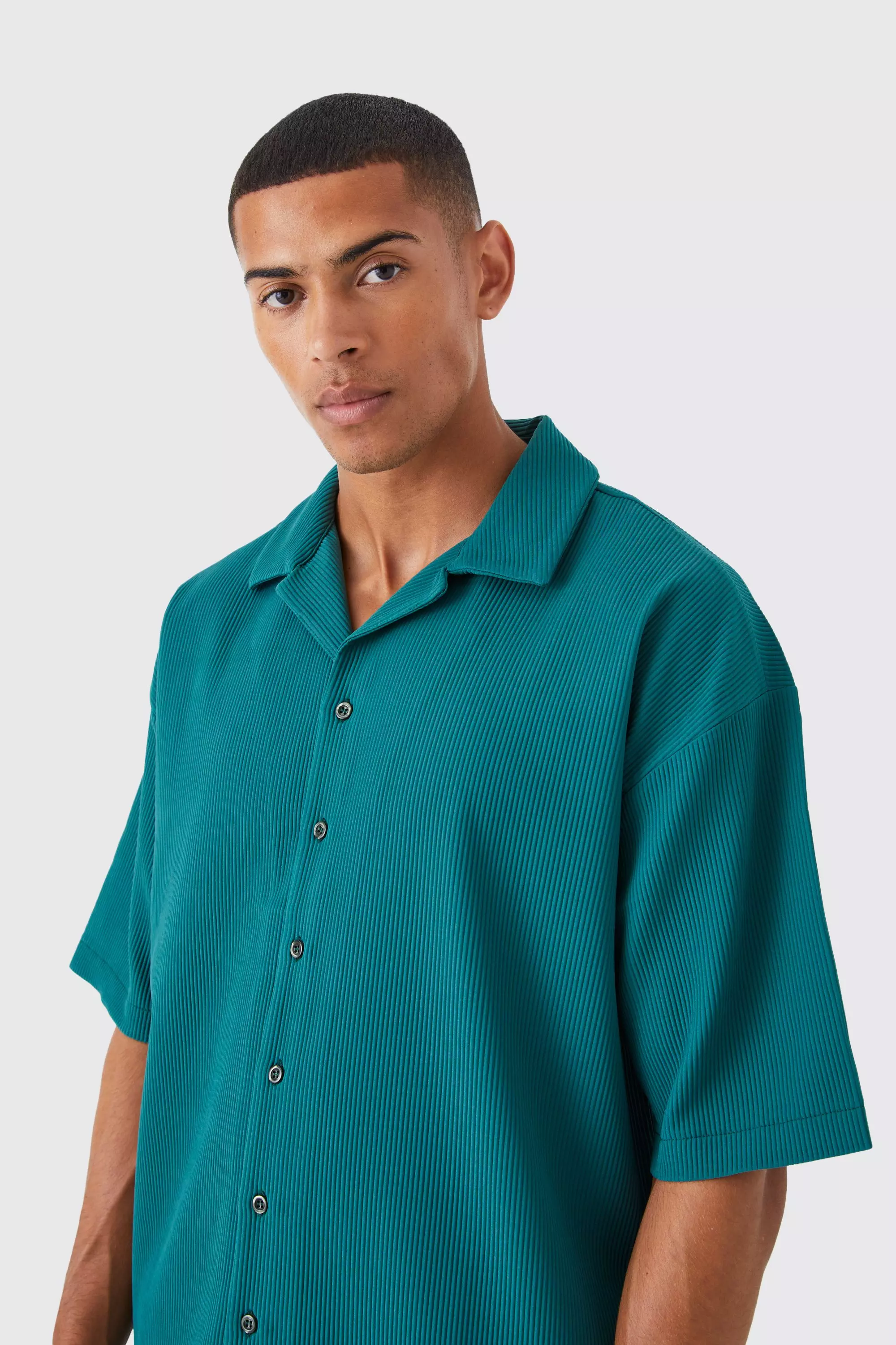 Short Sleeve Oversized Pleated Shirt & Short Set