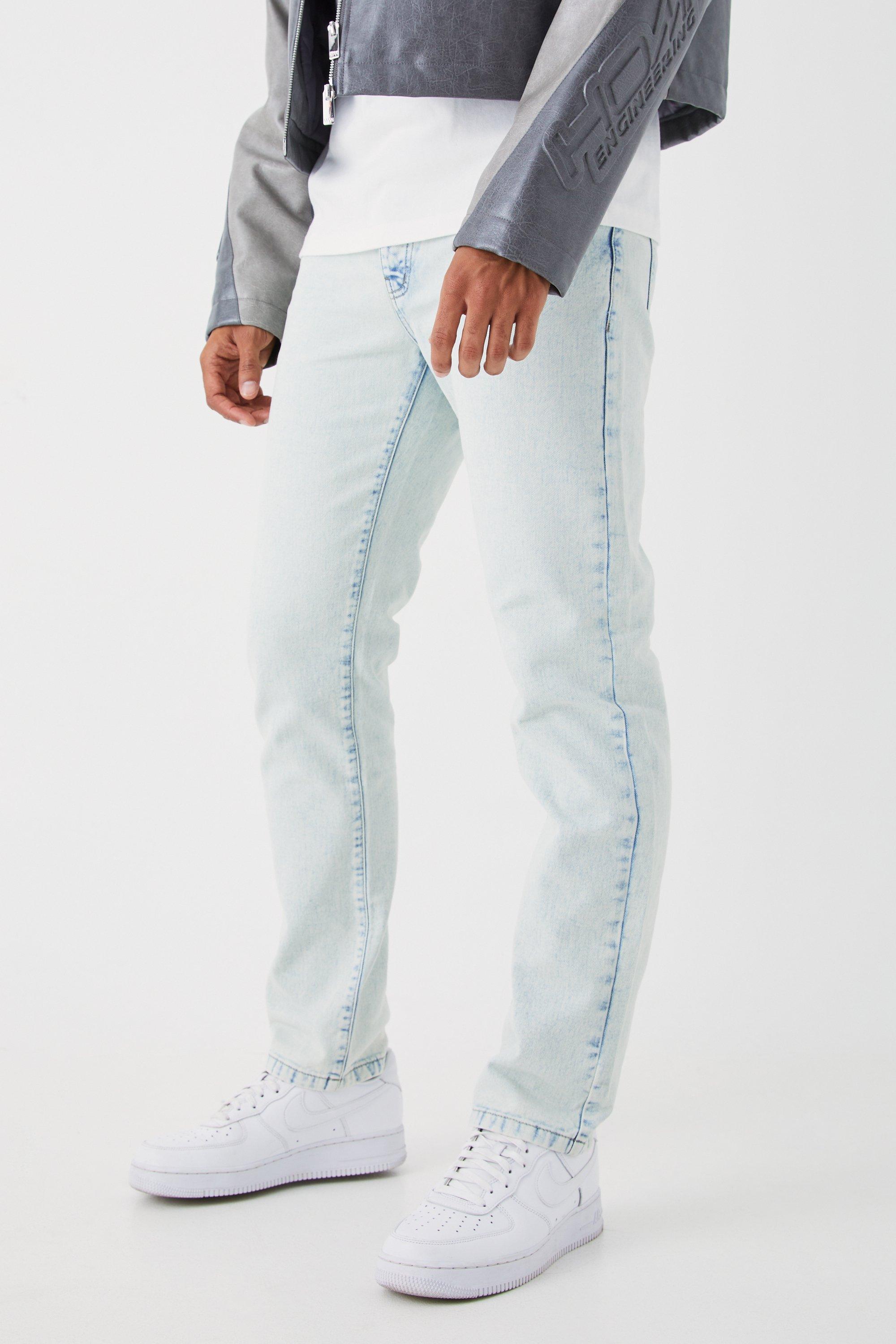 Image of Jeans dritti in denim rigido, Azzurro
