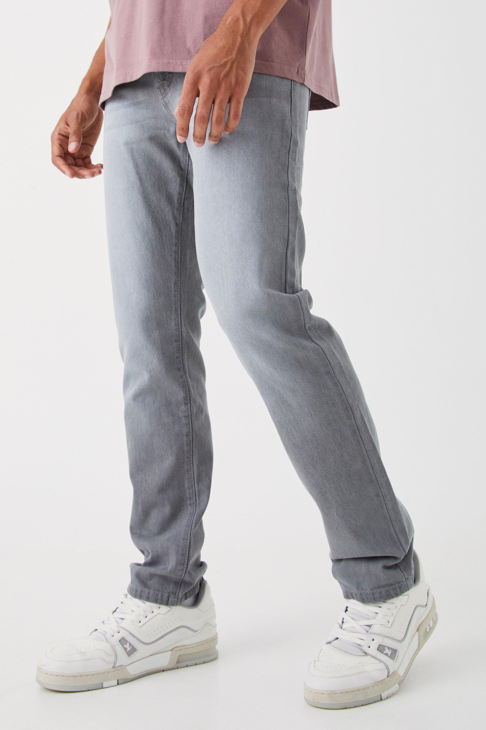Image of Jeans dritti in denim rigido, Grigio