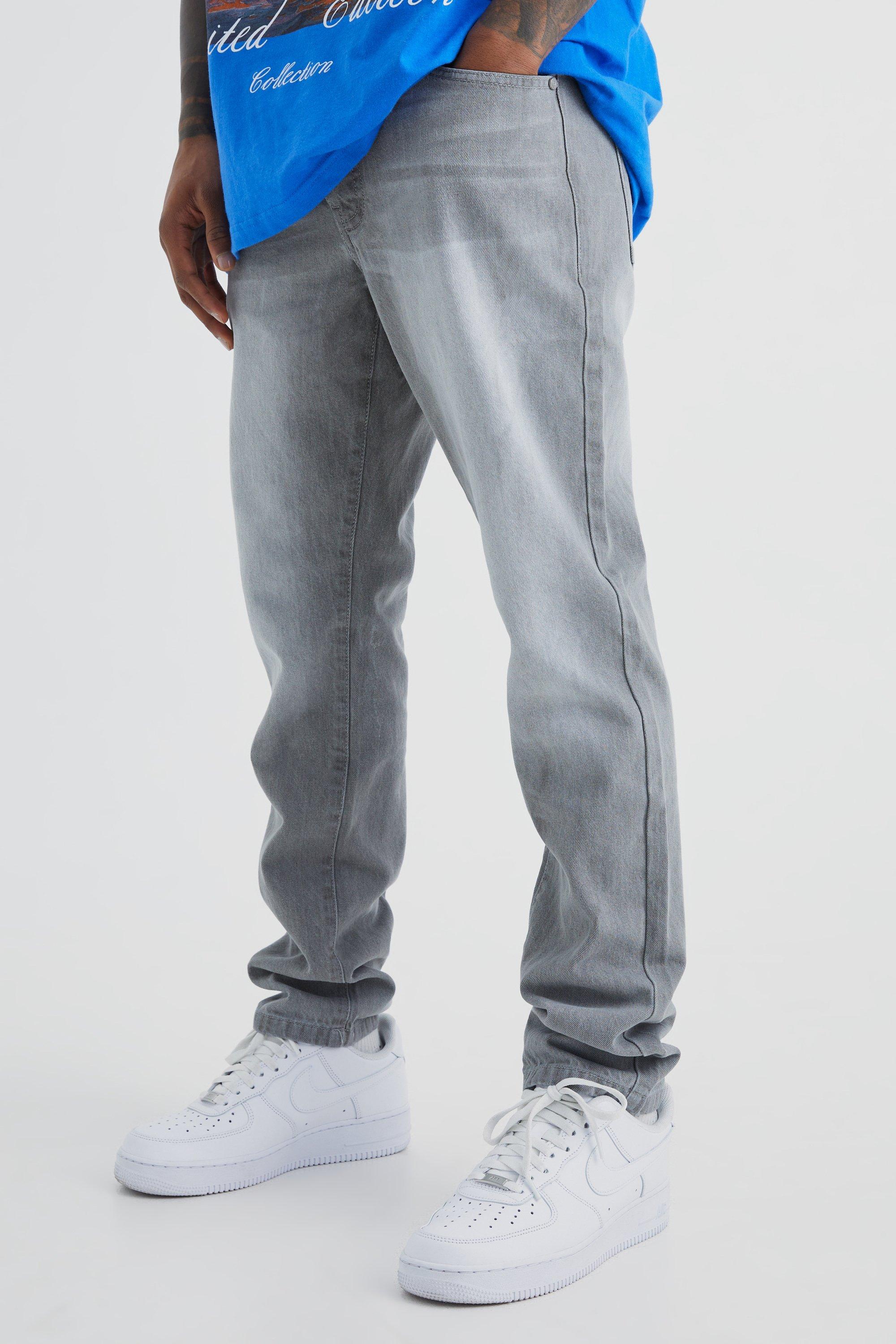 Jeans Slim Fit in denim rigido, Grigio