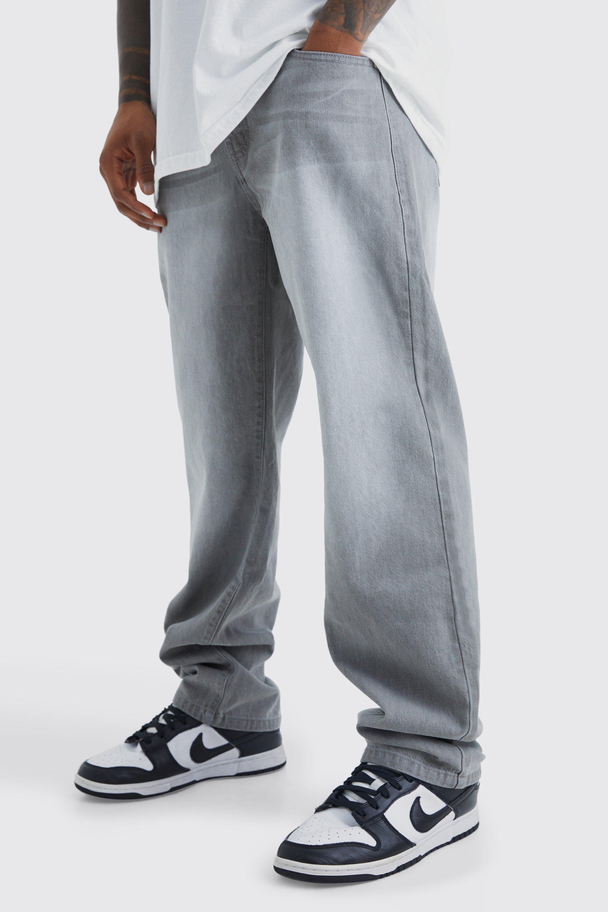 Mens Grey Relaxed Rigid Jean, Grey