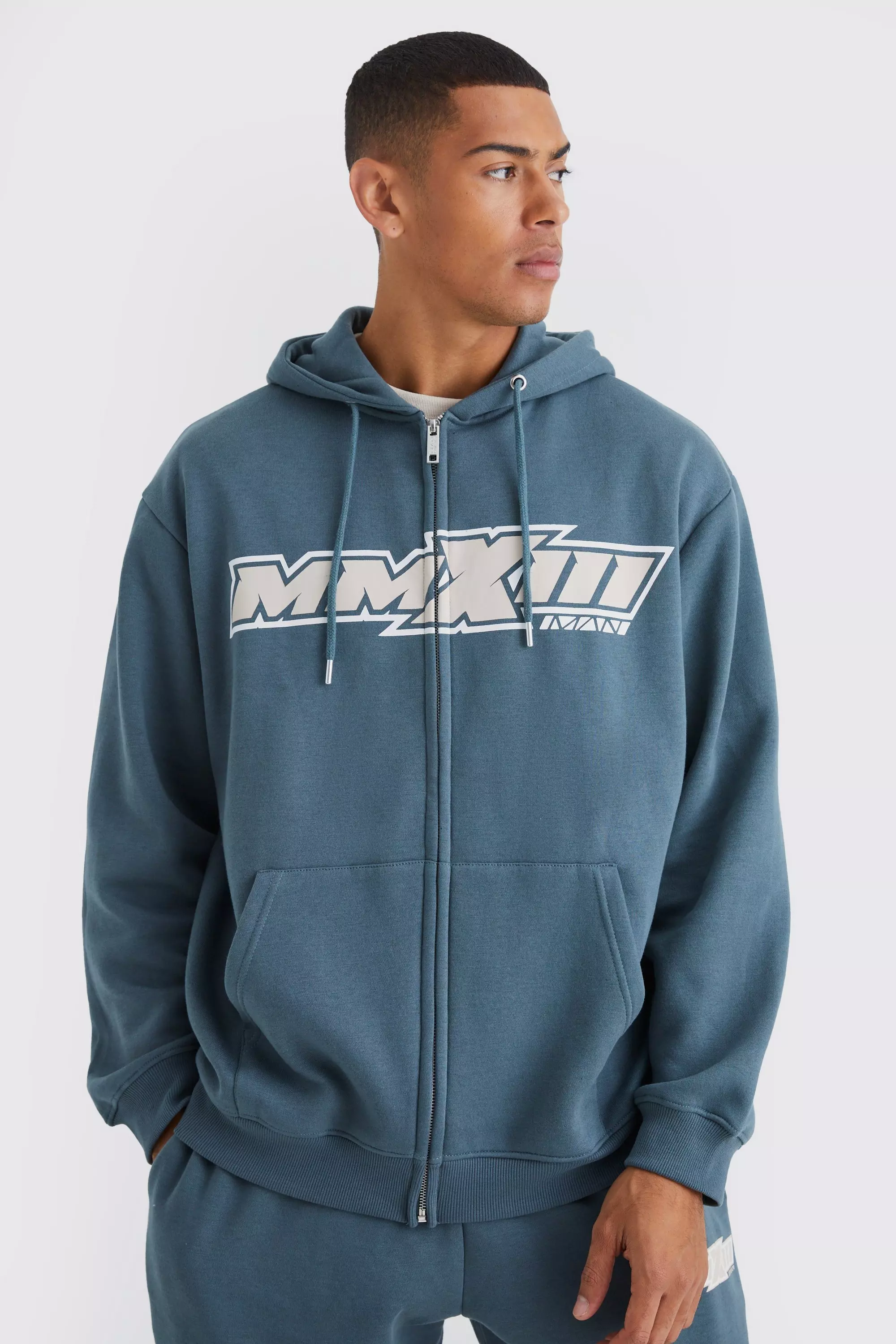 Comfort Zone Oversized Half Zip Sweatshirt in Denim Blue