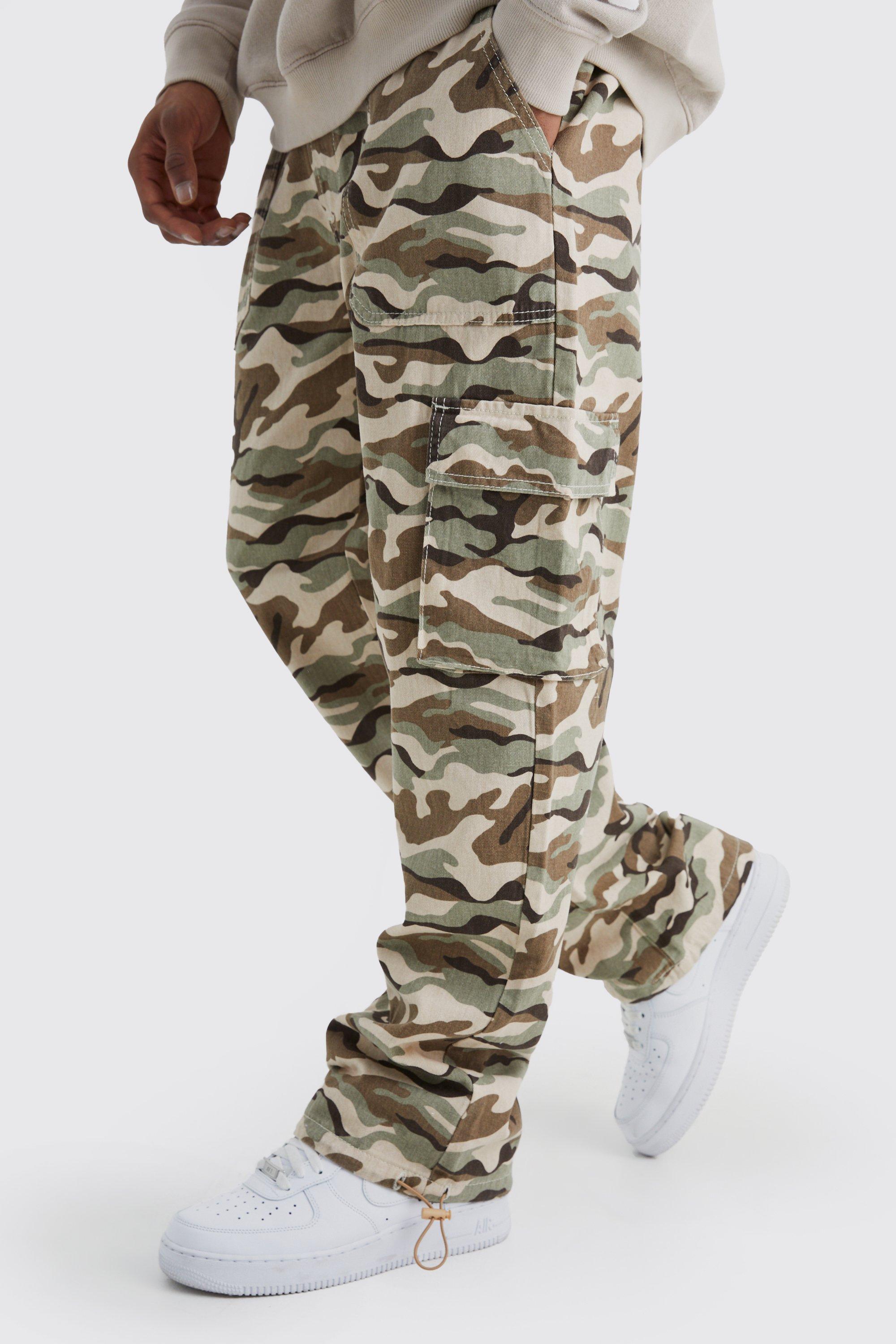pantalon cargo ample imprimé camouflage homme - beige - 34, beige