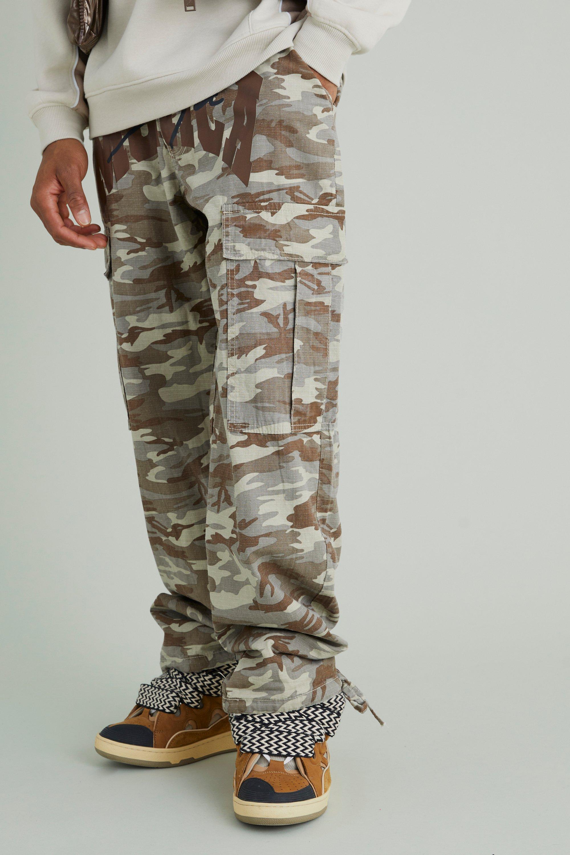 pantalon cargo décontracté à imprimé camouflage homme - kaki - 28, kaki