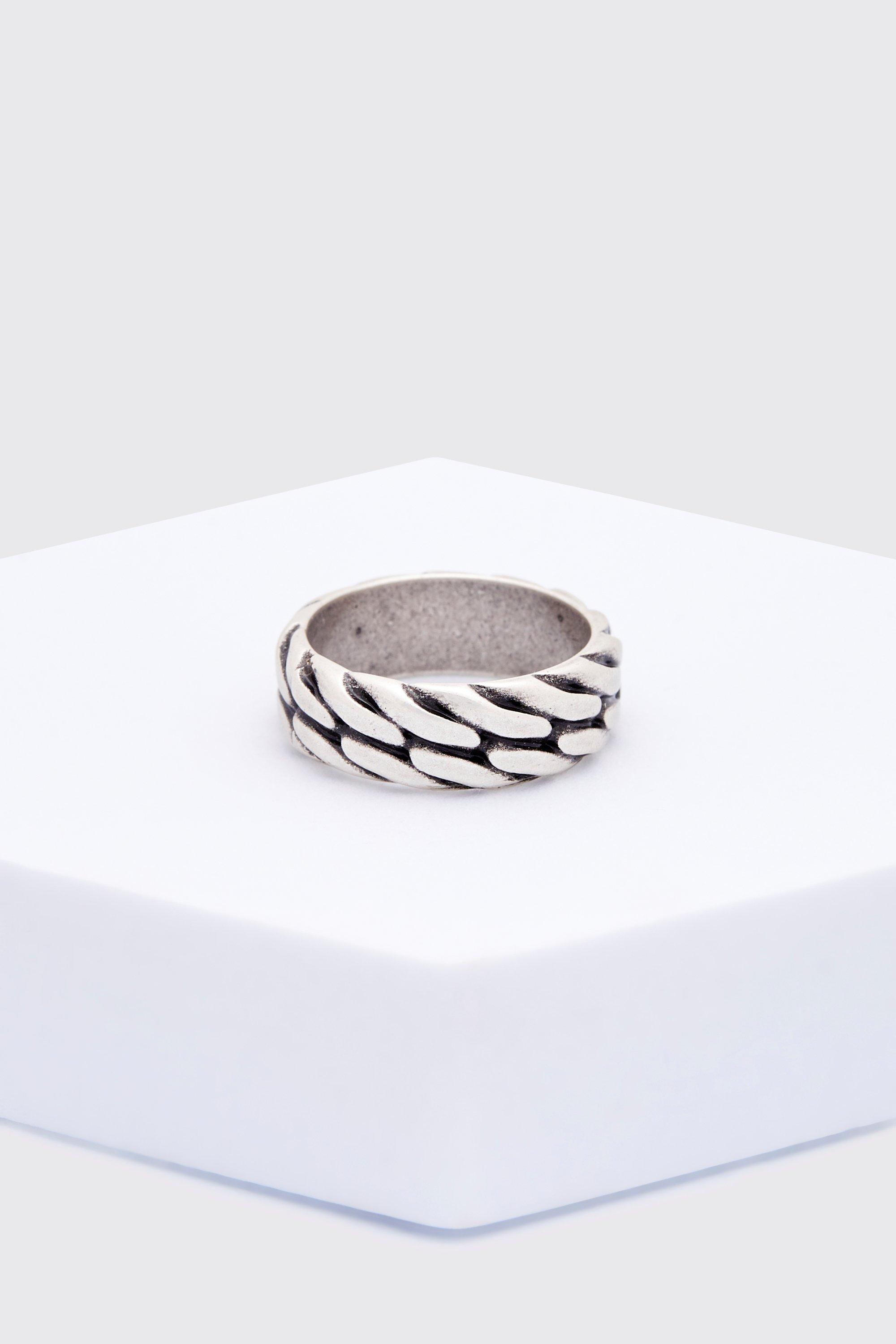 Mens Grey Embossed Ring, Grey