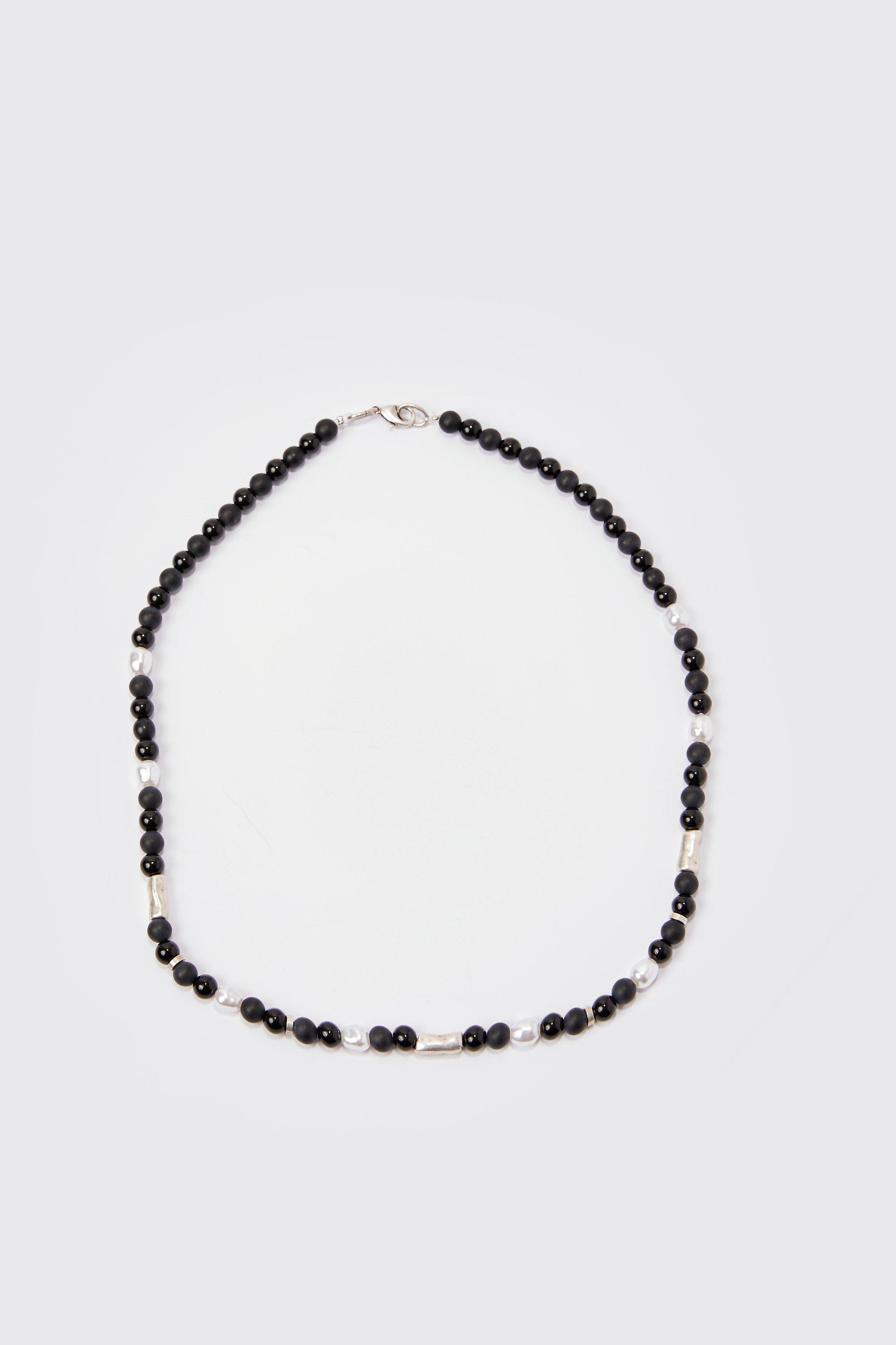 collier perlé homme - noir - one size, noir