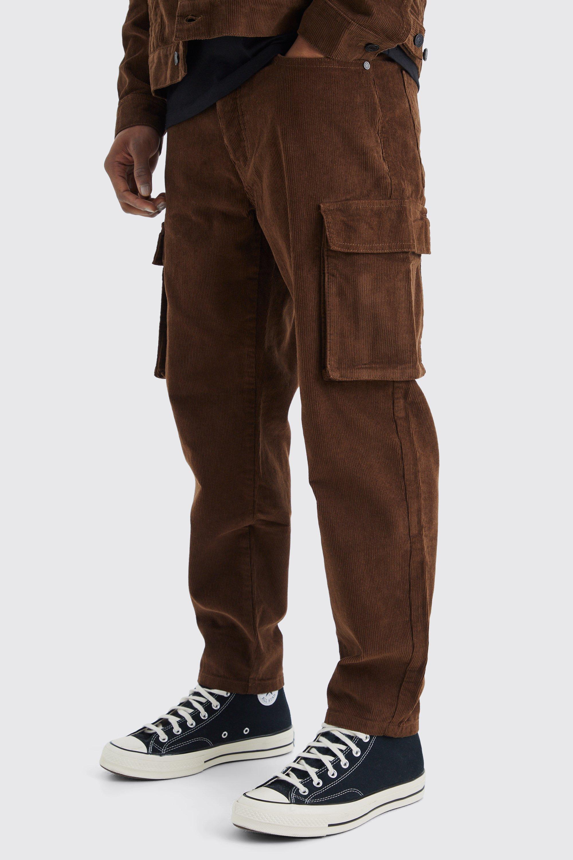 pantalon cargo côtelé homme - brun - 28, brun