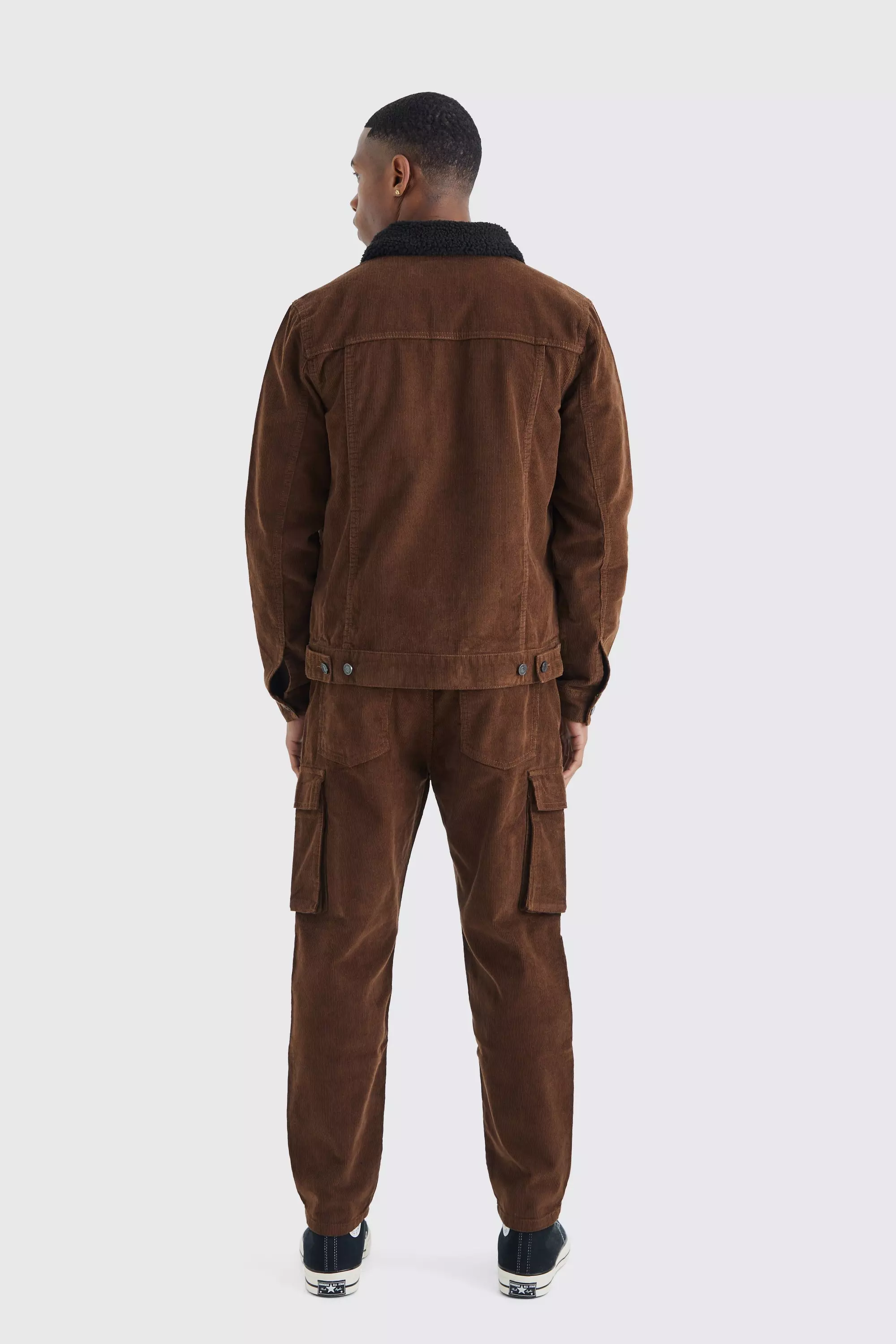 Fixed Waist Relaxed Tapered Cargo Cord Trouser