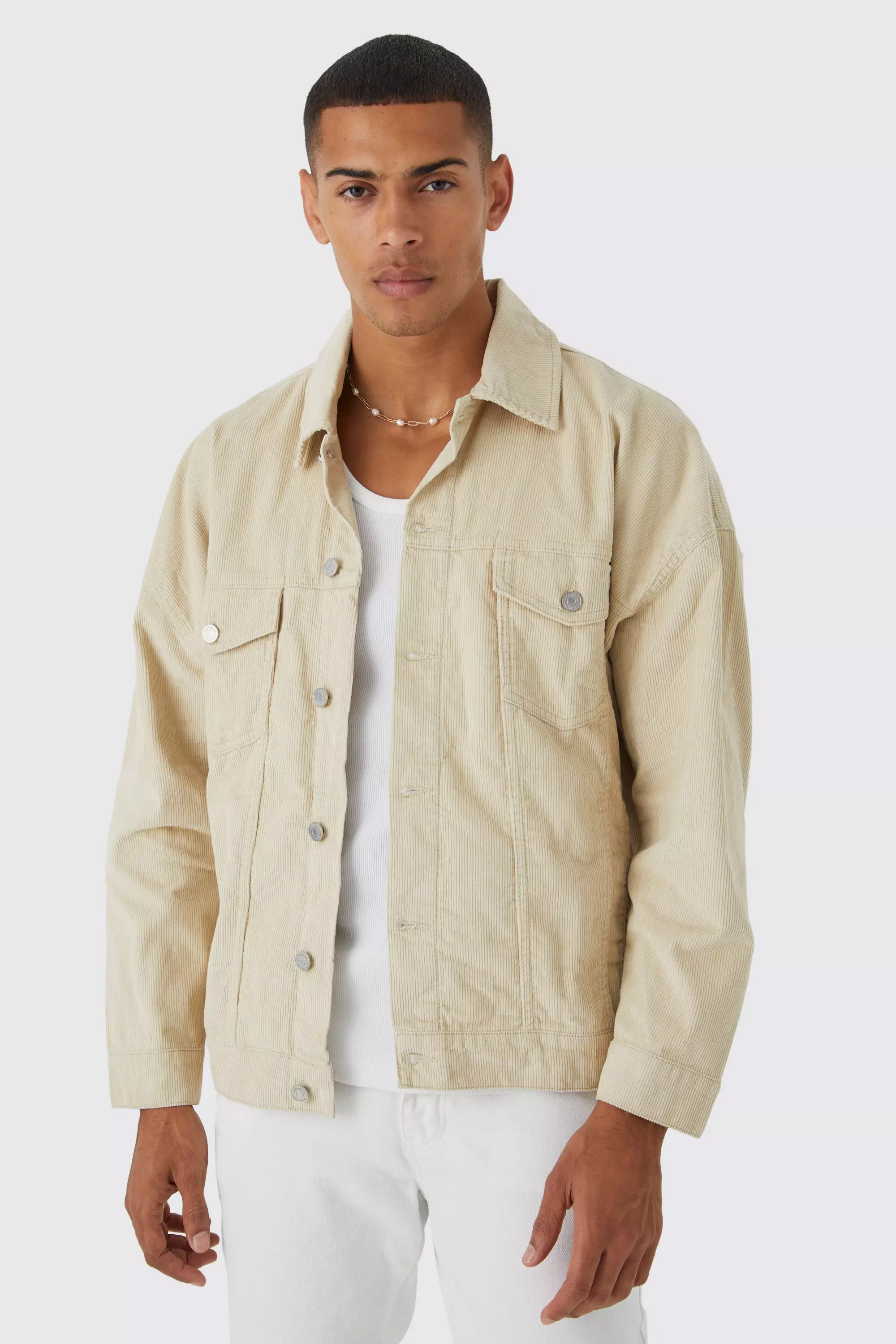 Oversized beige hot sale denim jacket