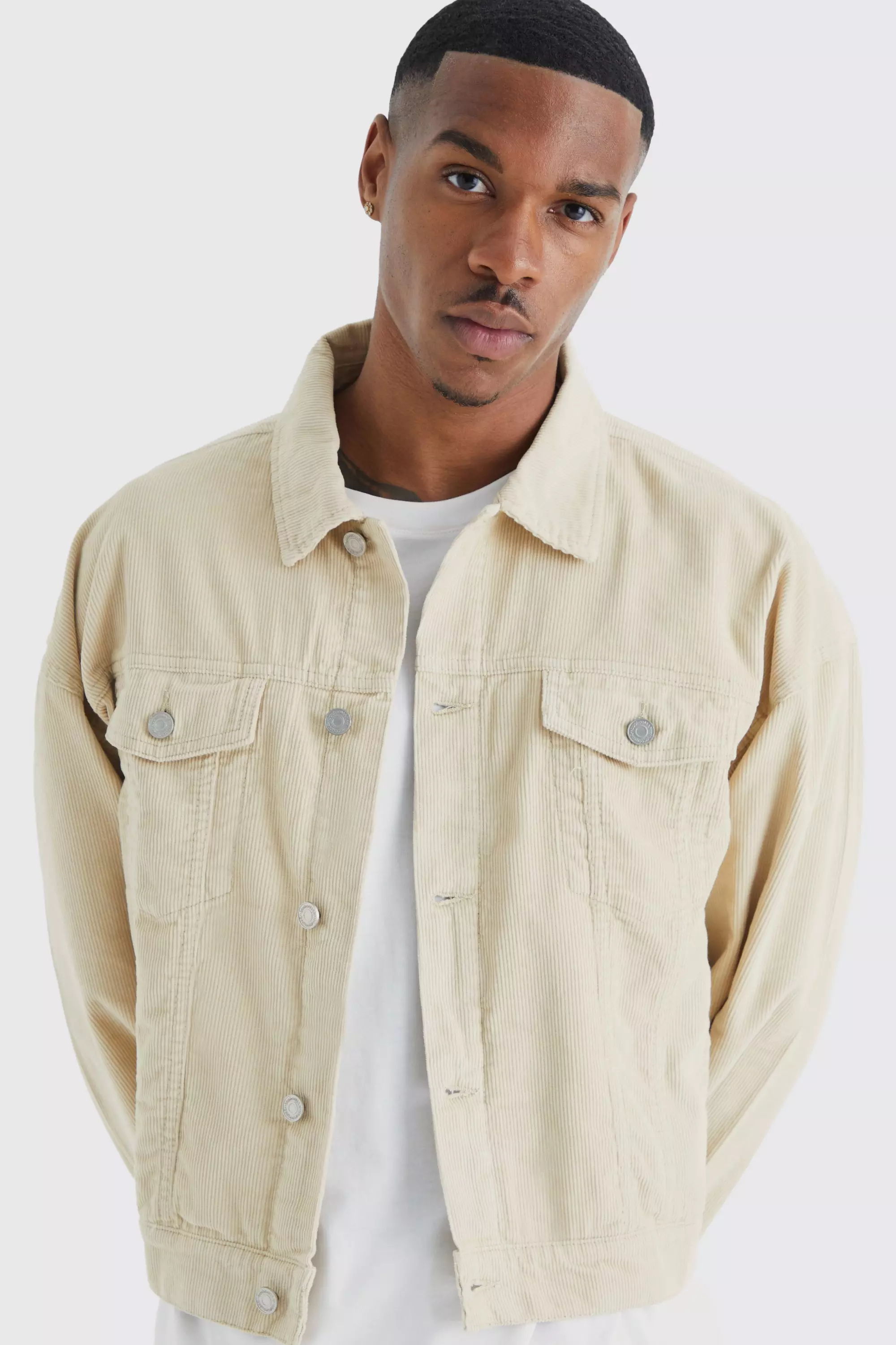 Mens beige outlet trucker jacket