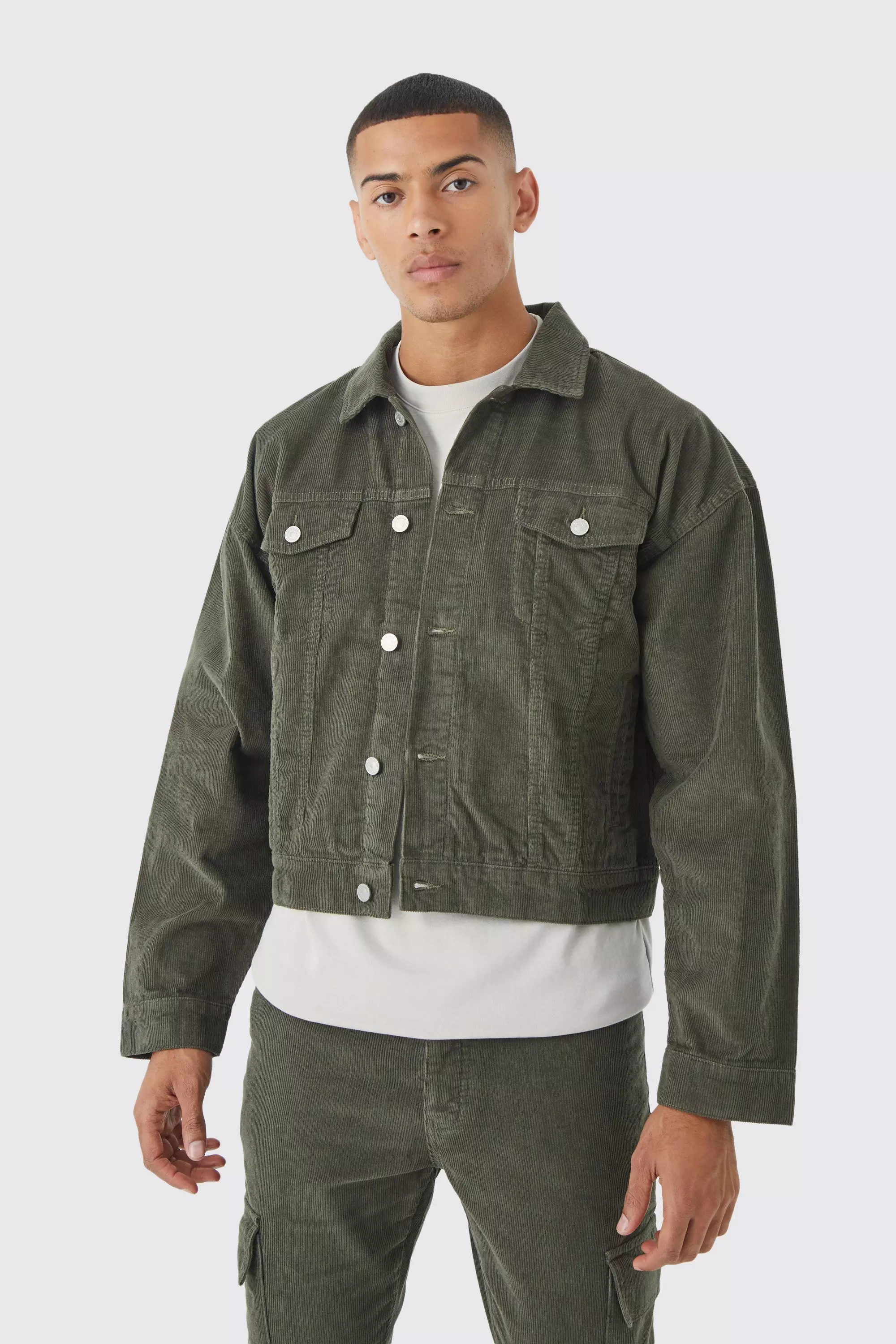 Green cord store jacket mens