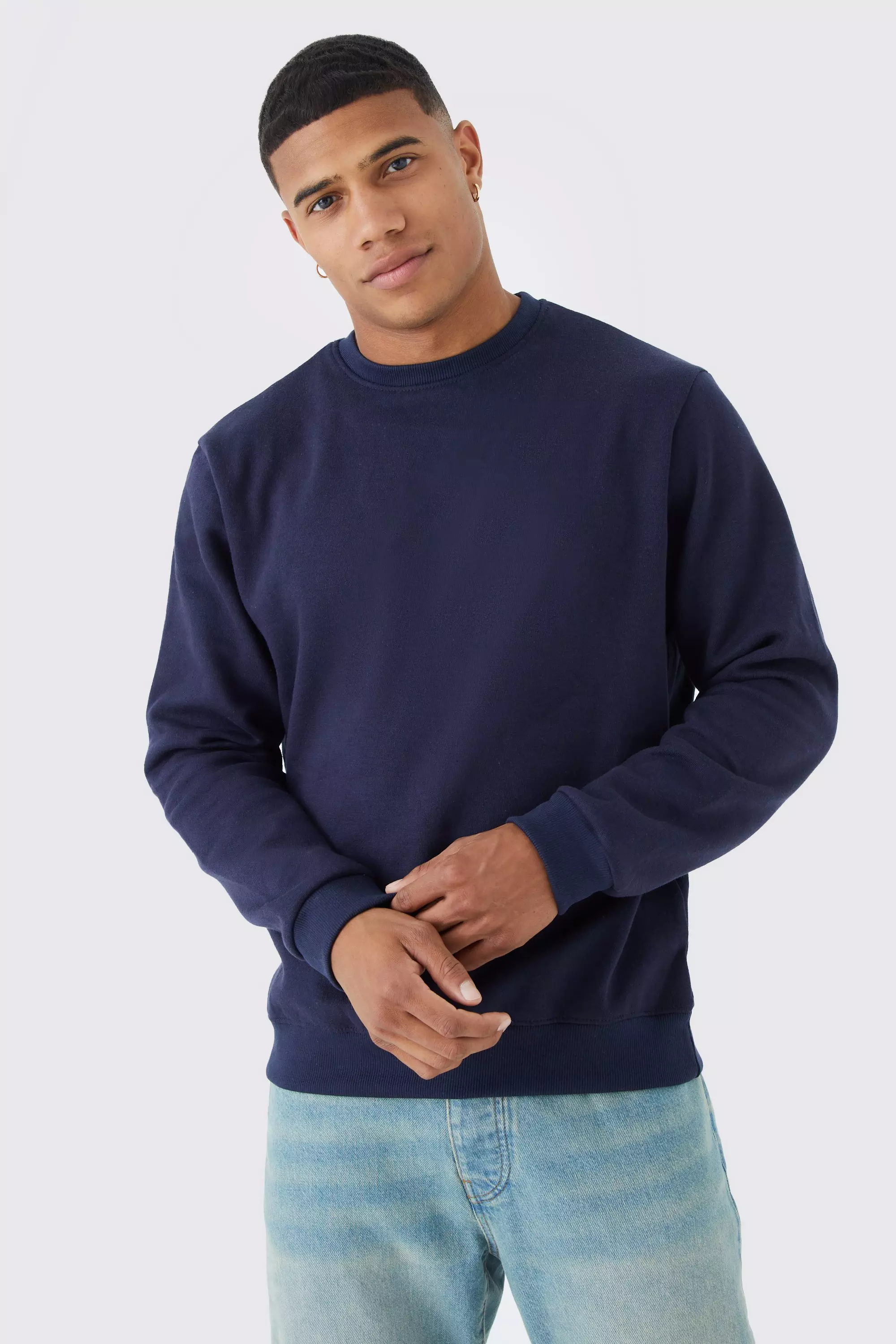 Basic Crew Neck Sweatshirt | boohooMAN USA