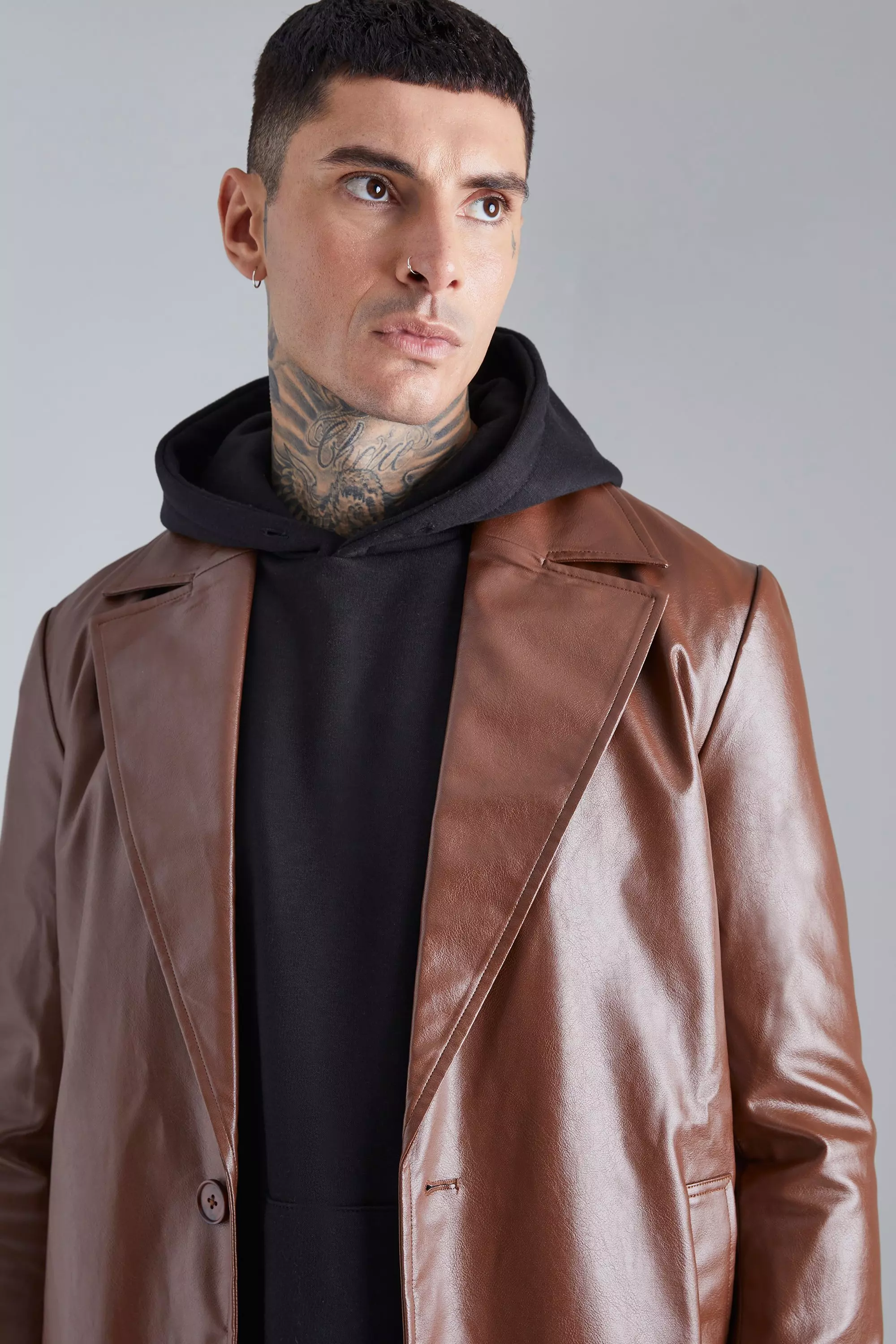 Boohooman on sale trench coat