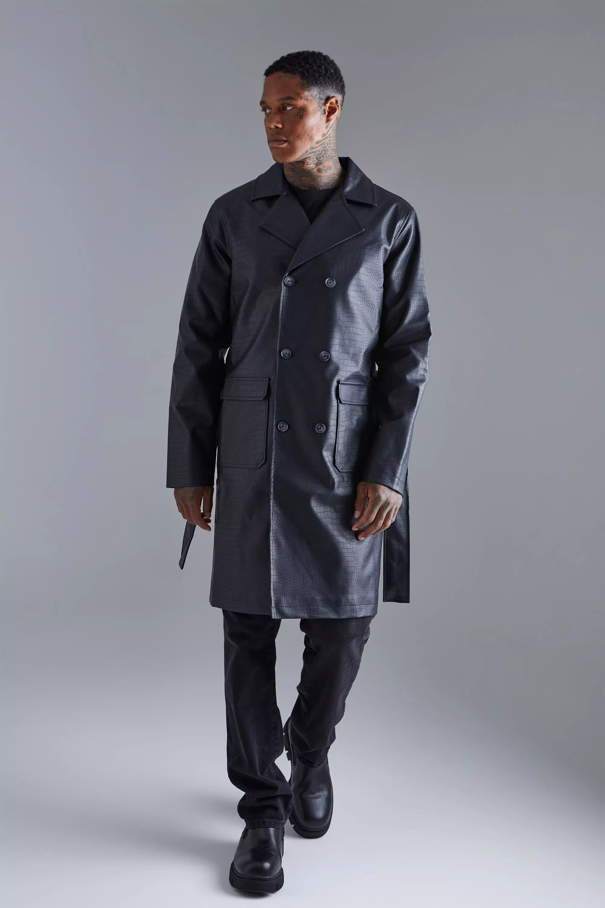 Black 2025 pu trench