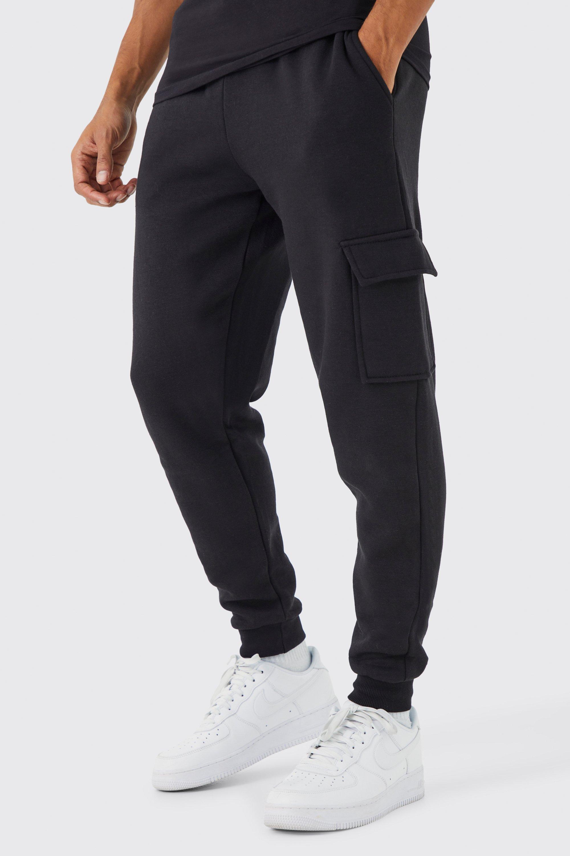 Mens Black Regular Fit Cargo Jogger, Black