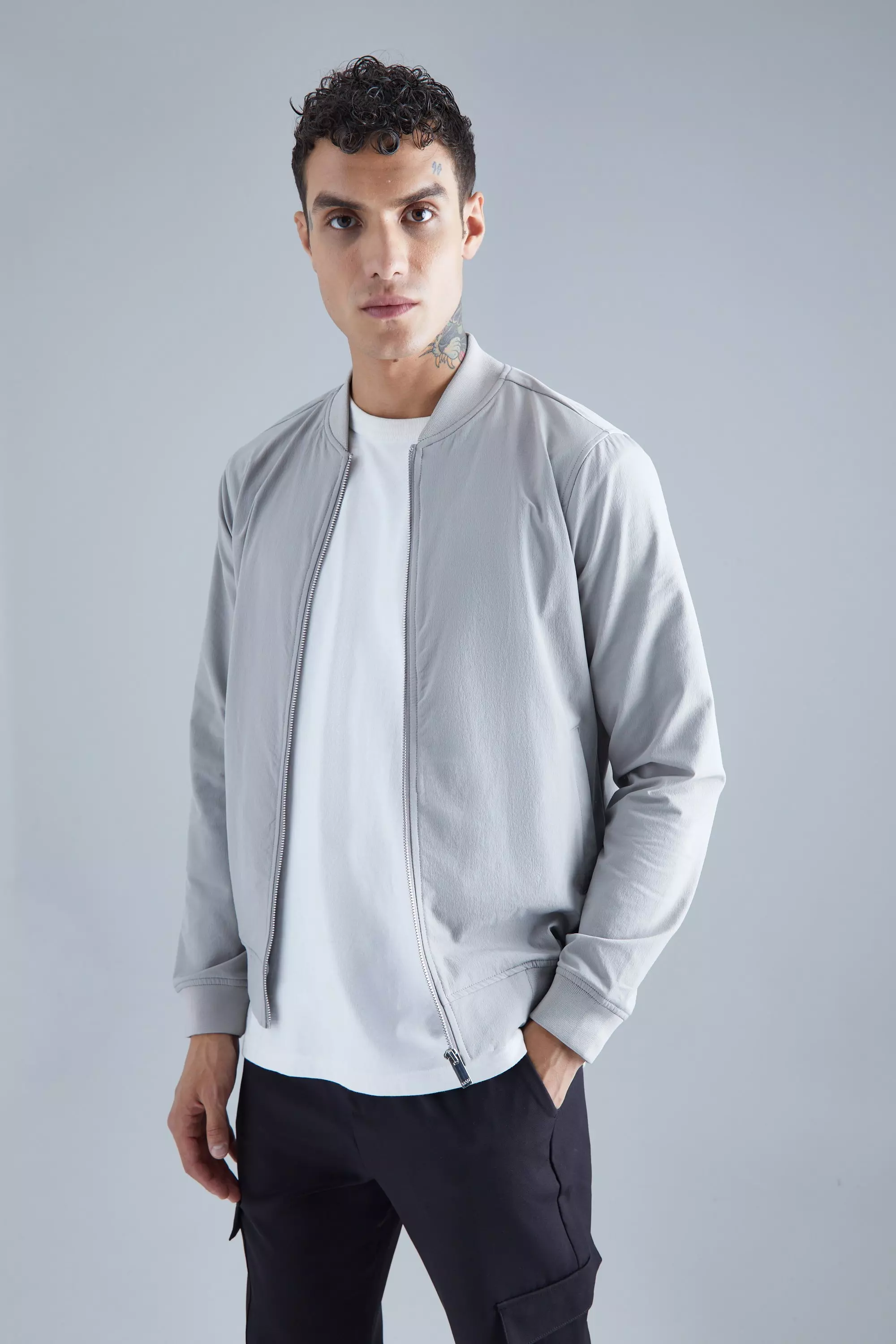 Light grey hotsell bomber jacket