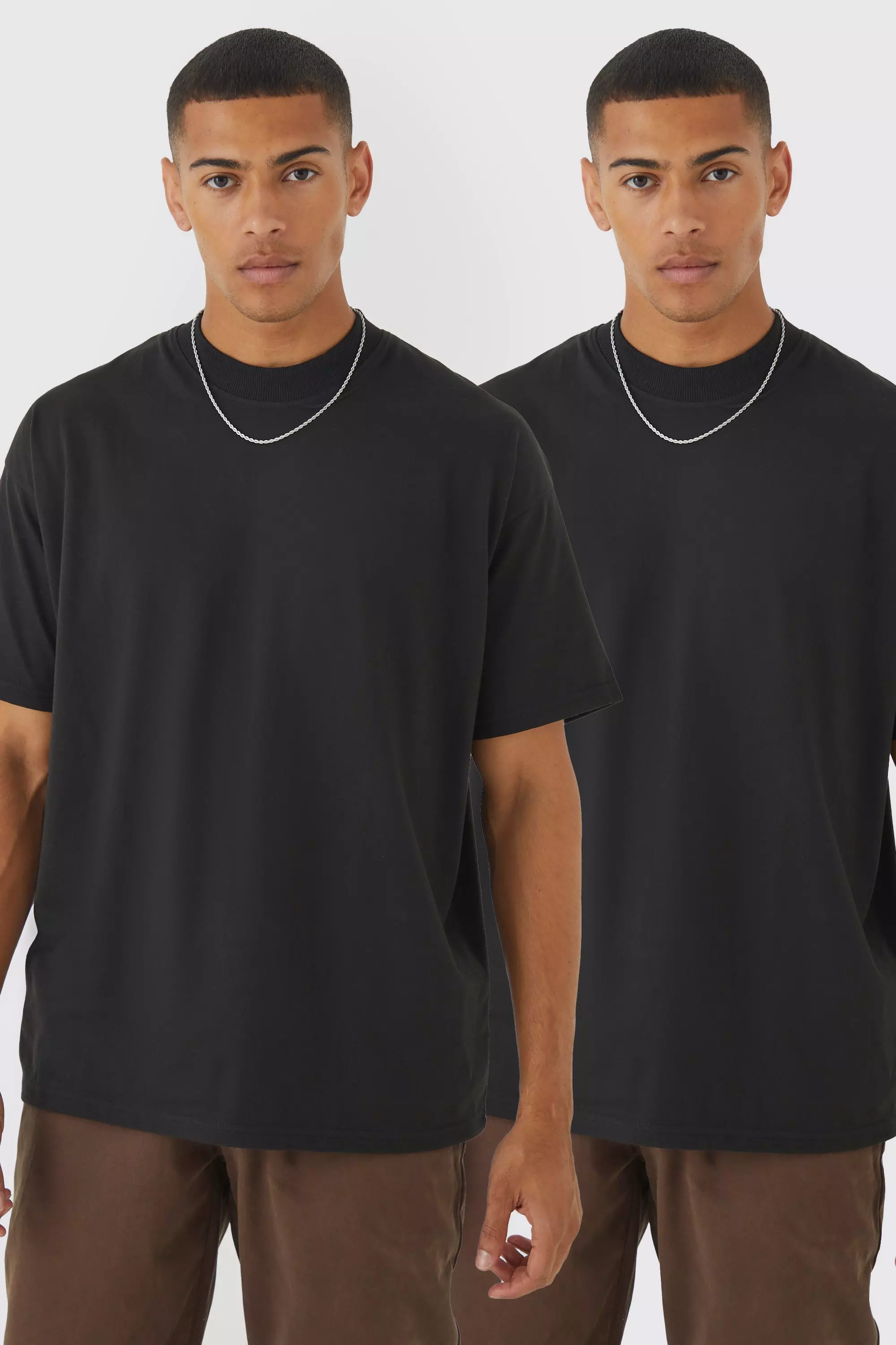 2 Pack Oversized Extended Neck T-shirt | boohooMAN USA