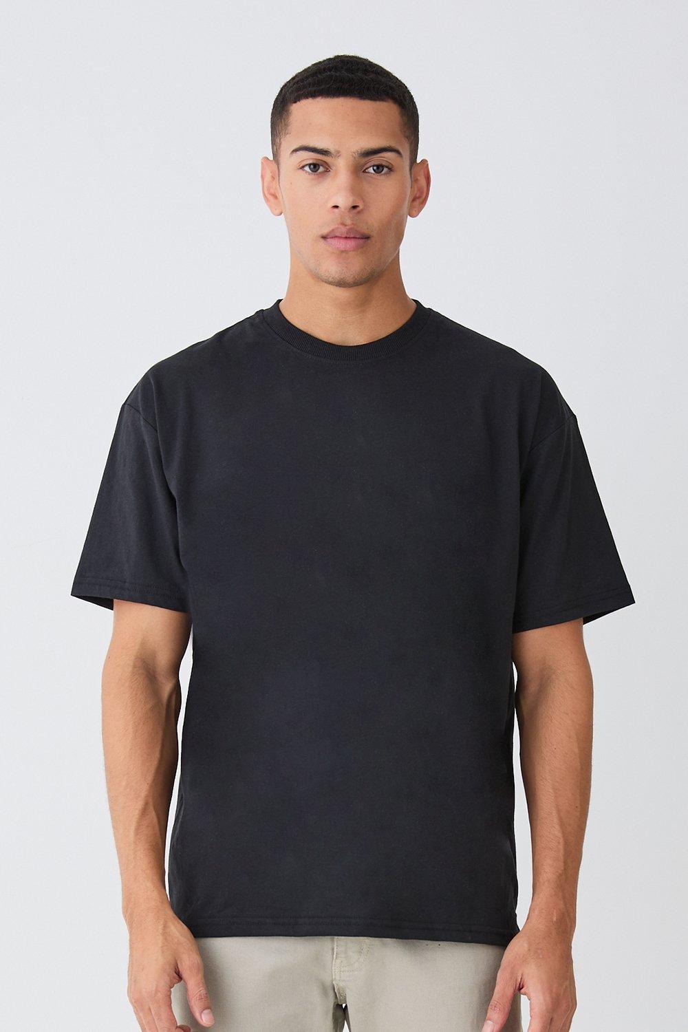 T-shirt a girocollo oversize, Nero