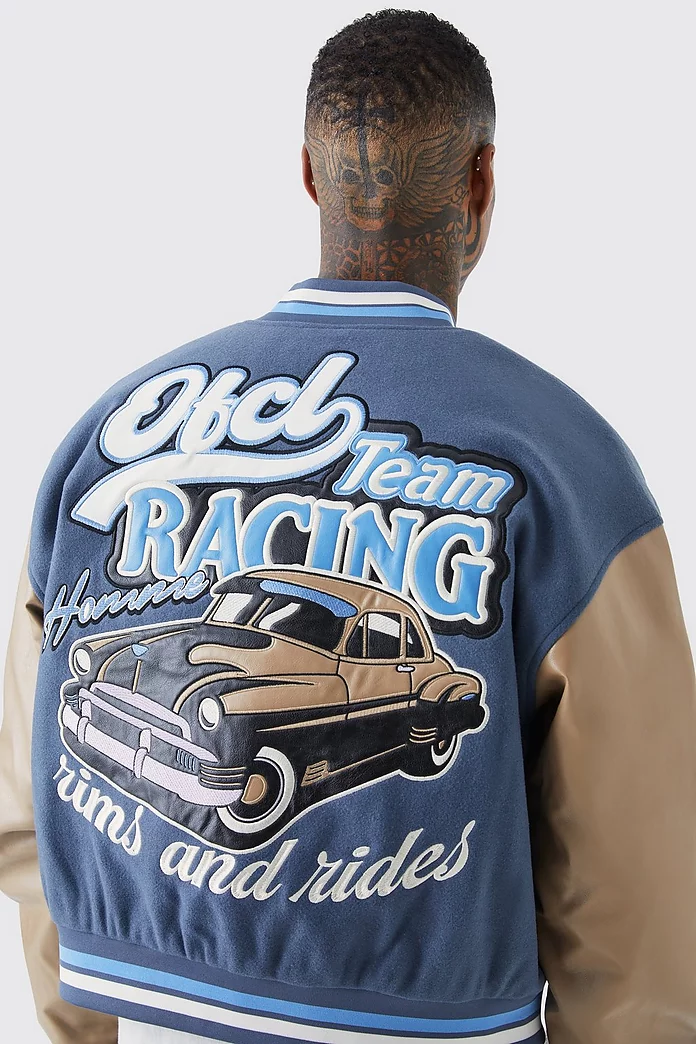 Boxy Melton Varsity Jacket