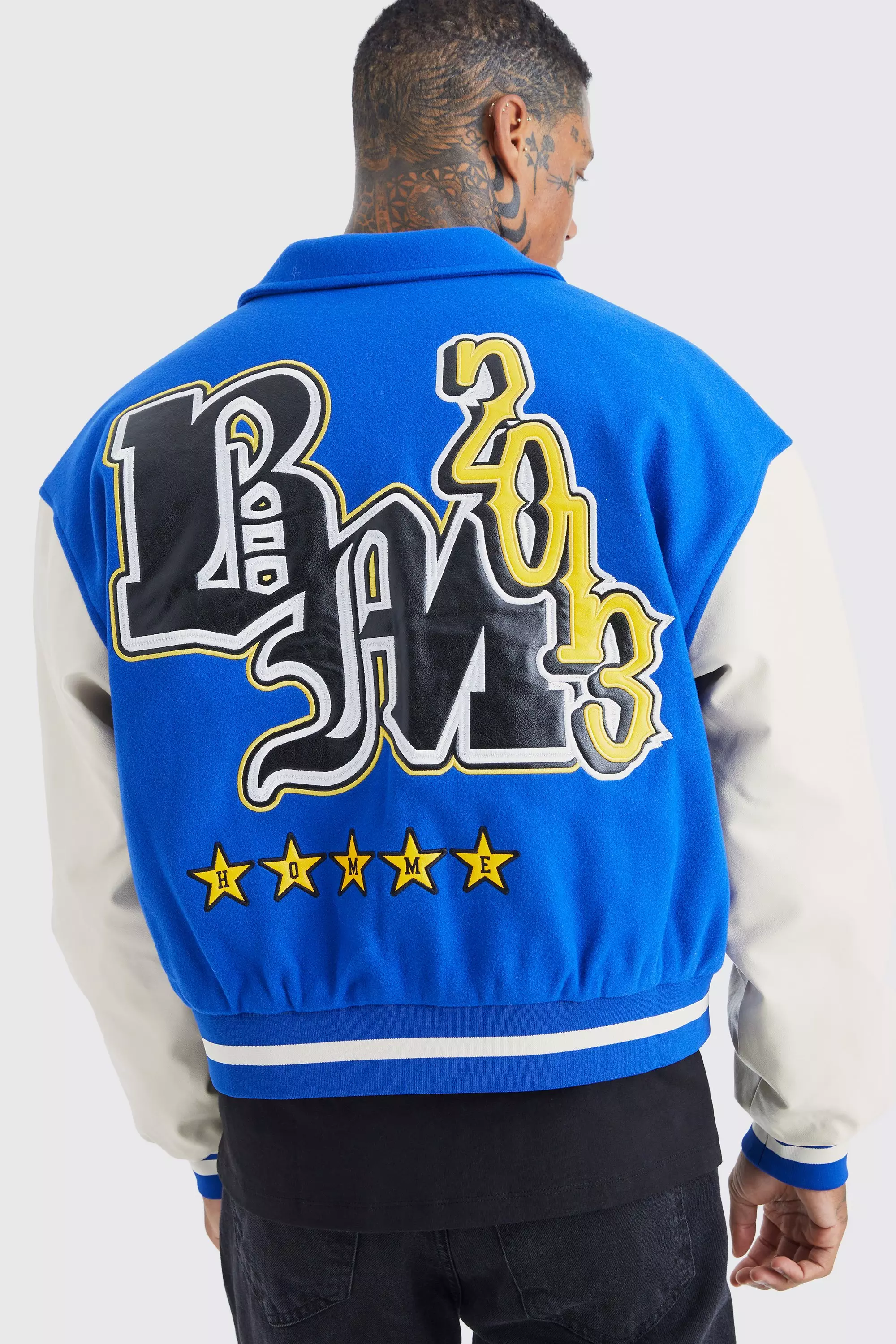 Varsity jacket online boohooman