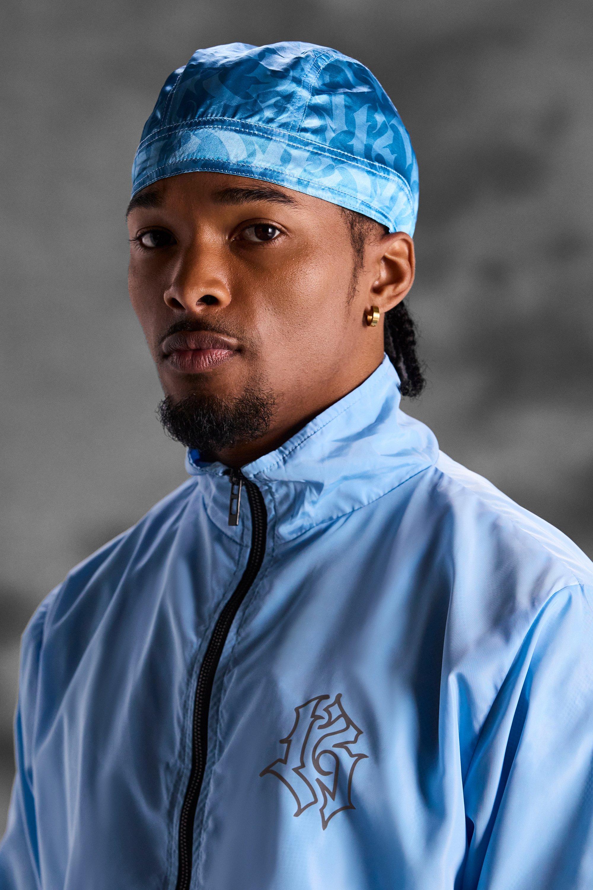 Mens Blue ArrDee Satin Printed Durag, Blue