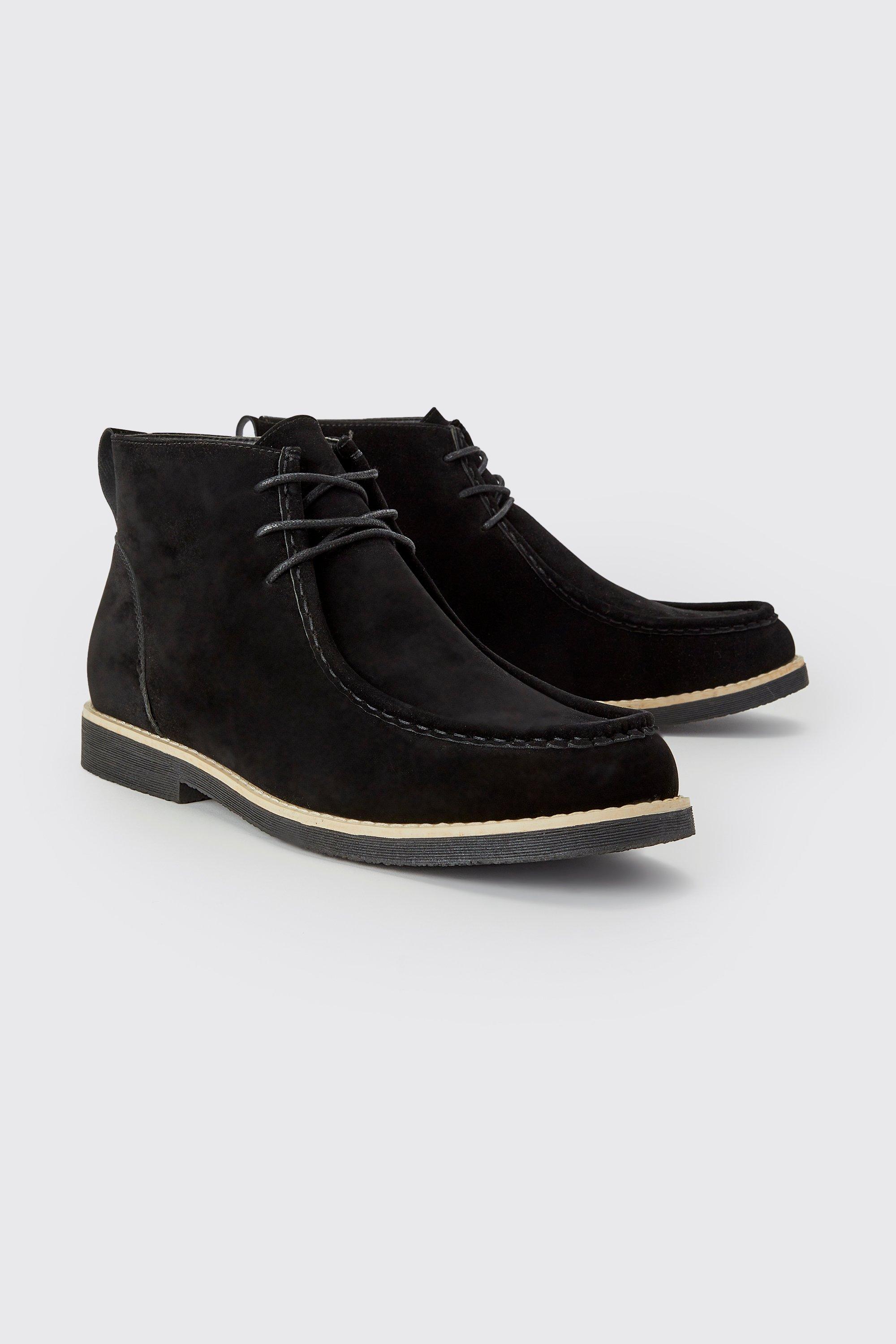 Mens Black Apron Front Desert Boot, Black