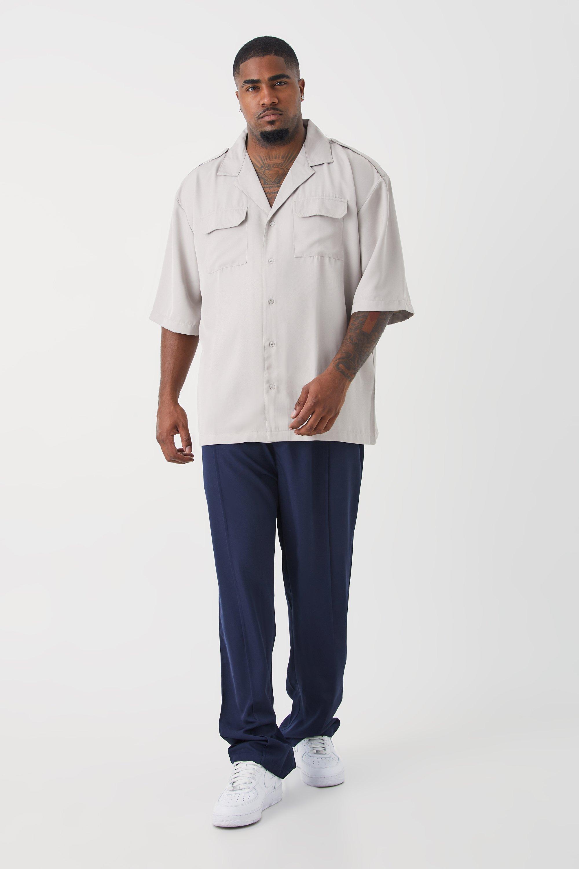 Mens Multi Plus Utility Drop Shoulder Twill Shirt & Pintuck Trouser Set, Multi
