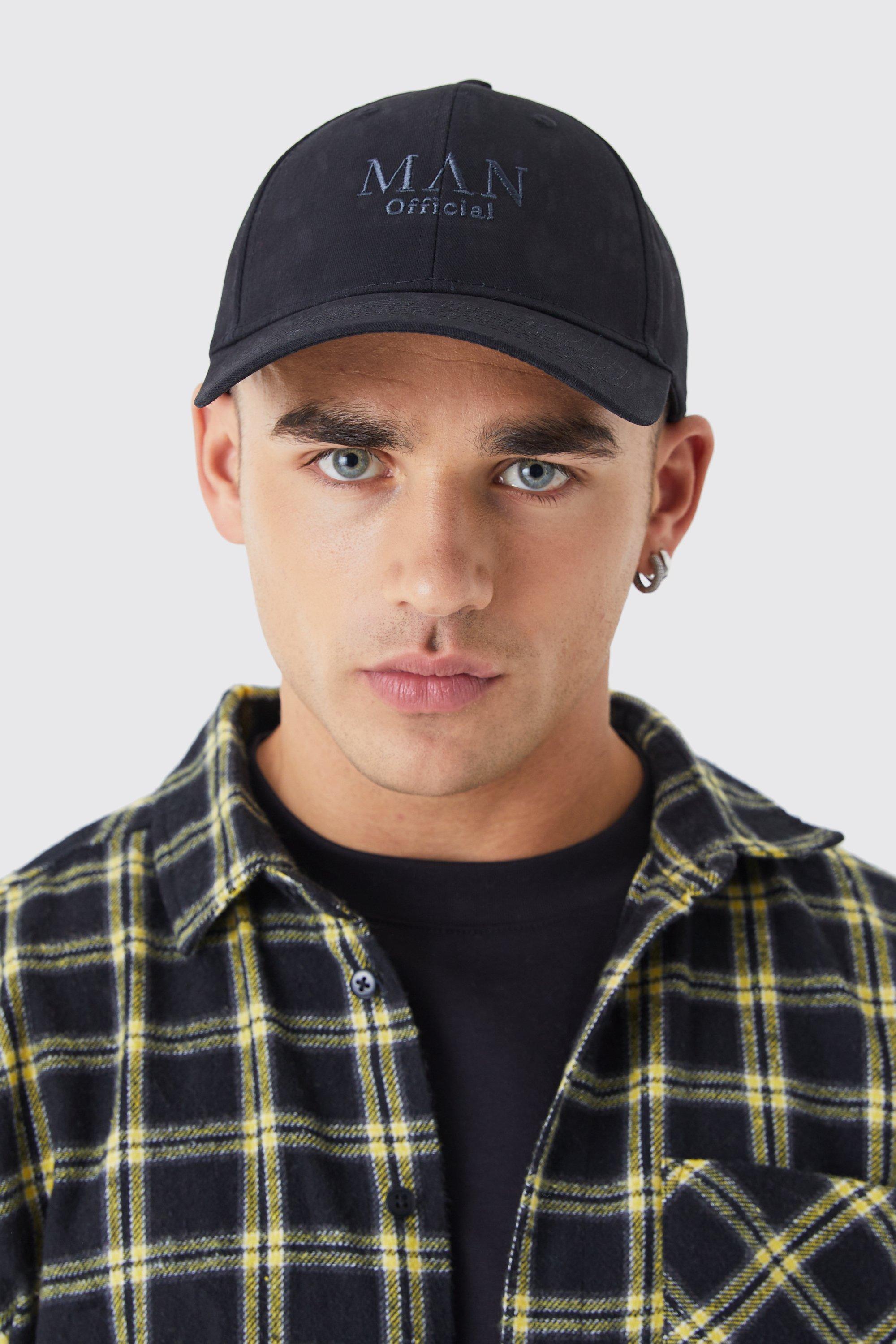 Mens Black Man Roman Embroidered Cap, Black