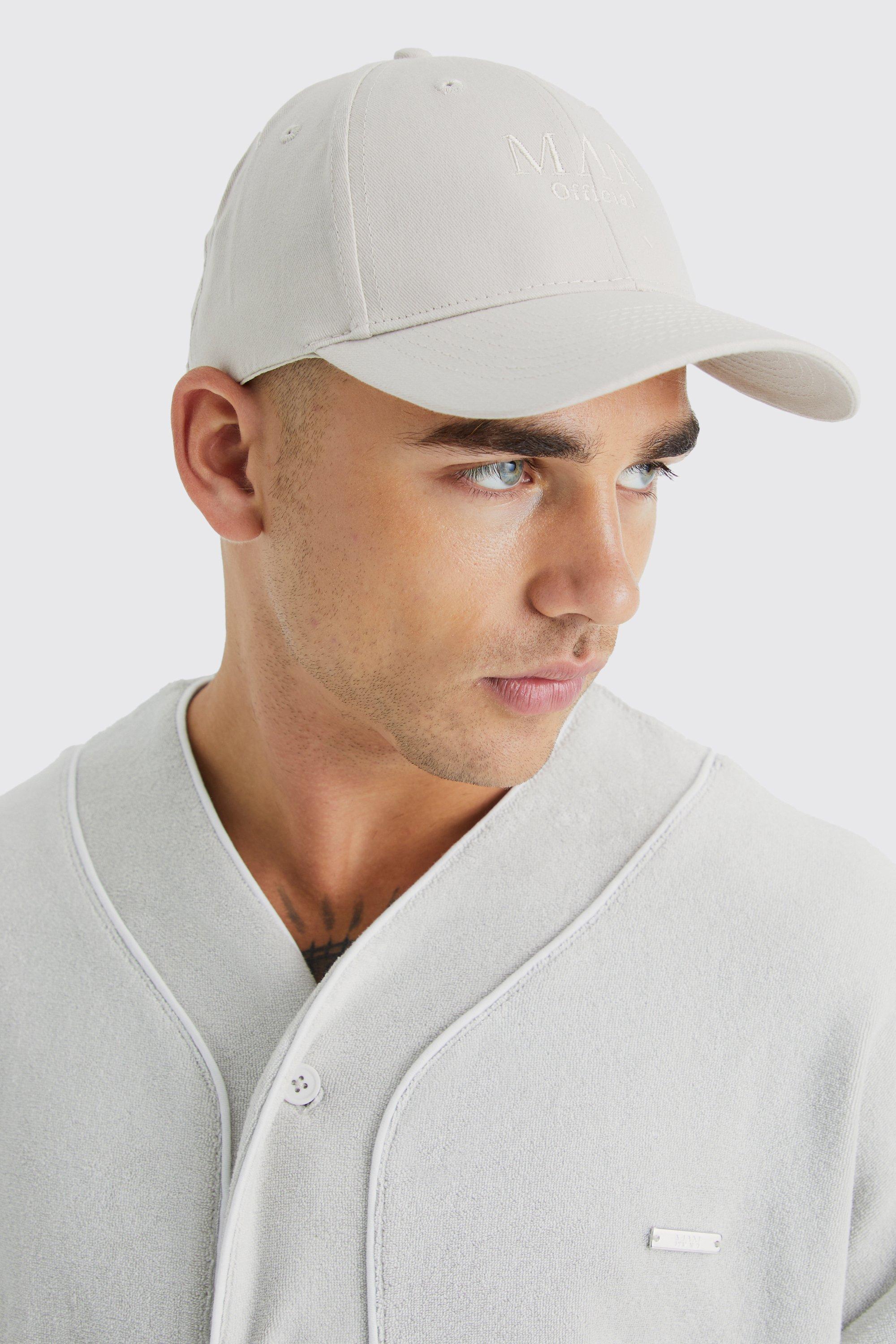 Mens Cream Man Roman Embroidered Cap, Cream