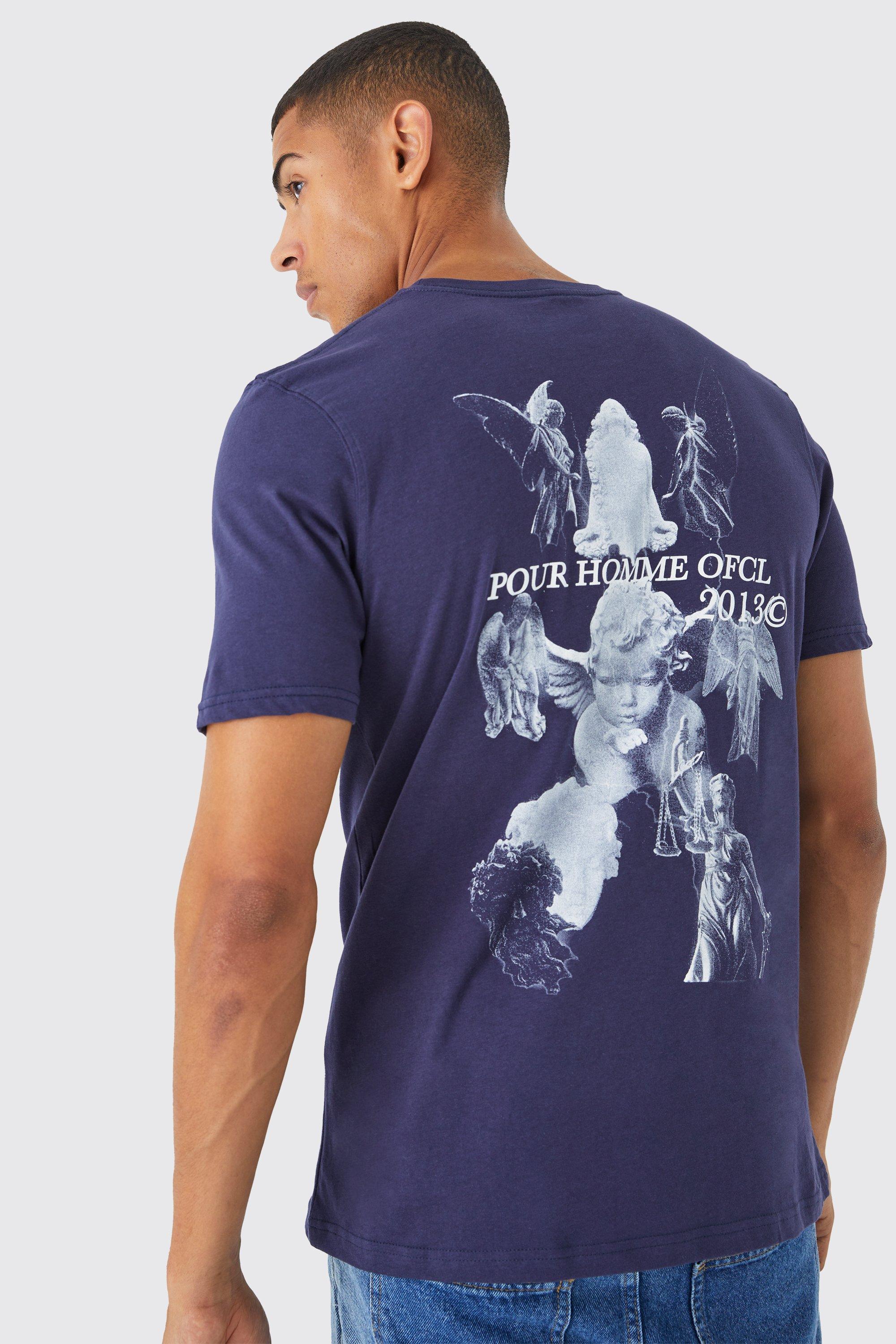 Mens Navy Renaissance Pour Homme Graphic T-shirt, Navy
