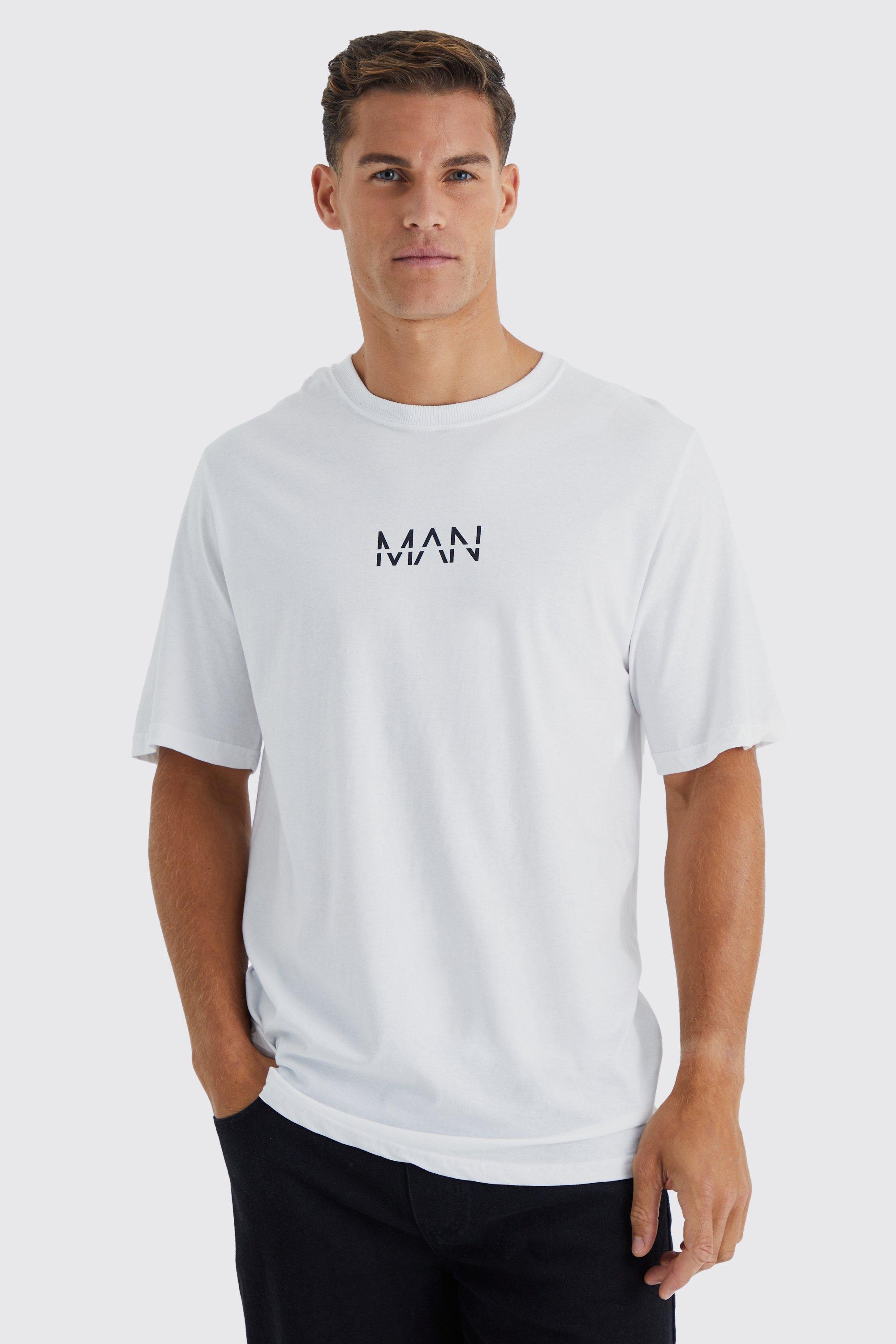 Mens White Tall Original Man Print T-shirt, White