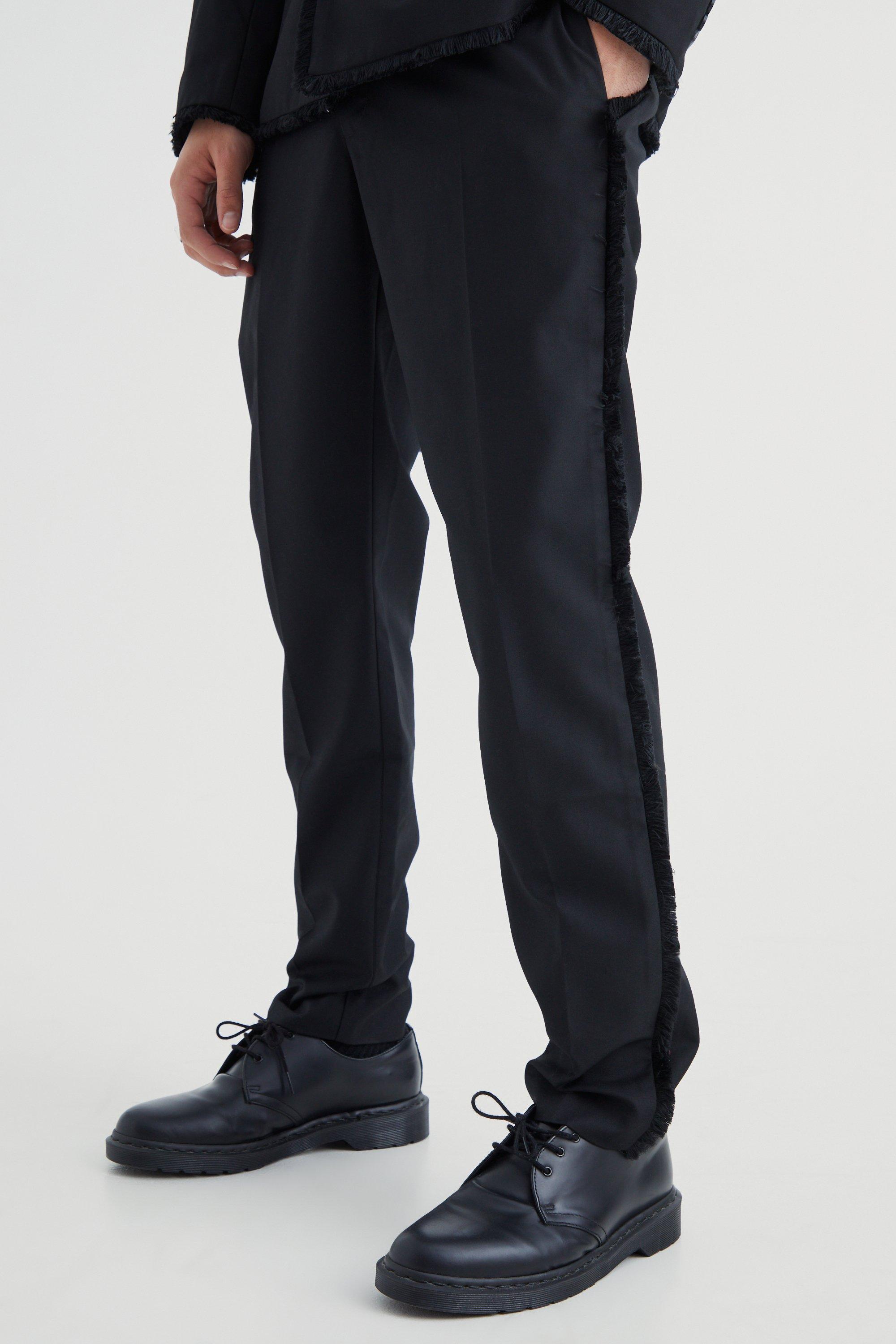 Image of Pantaloni Smart Slim Fit con dettagli smagliati, Nero